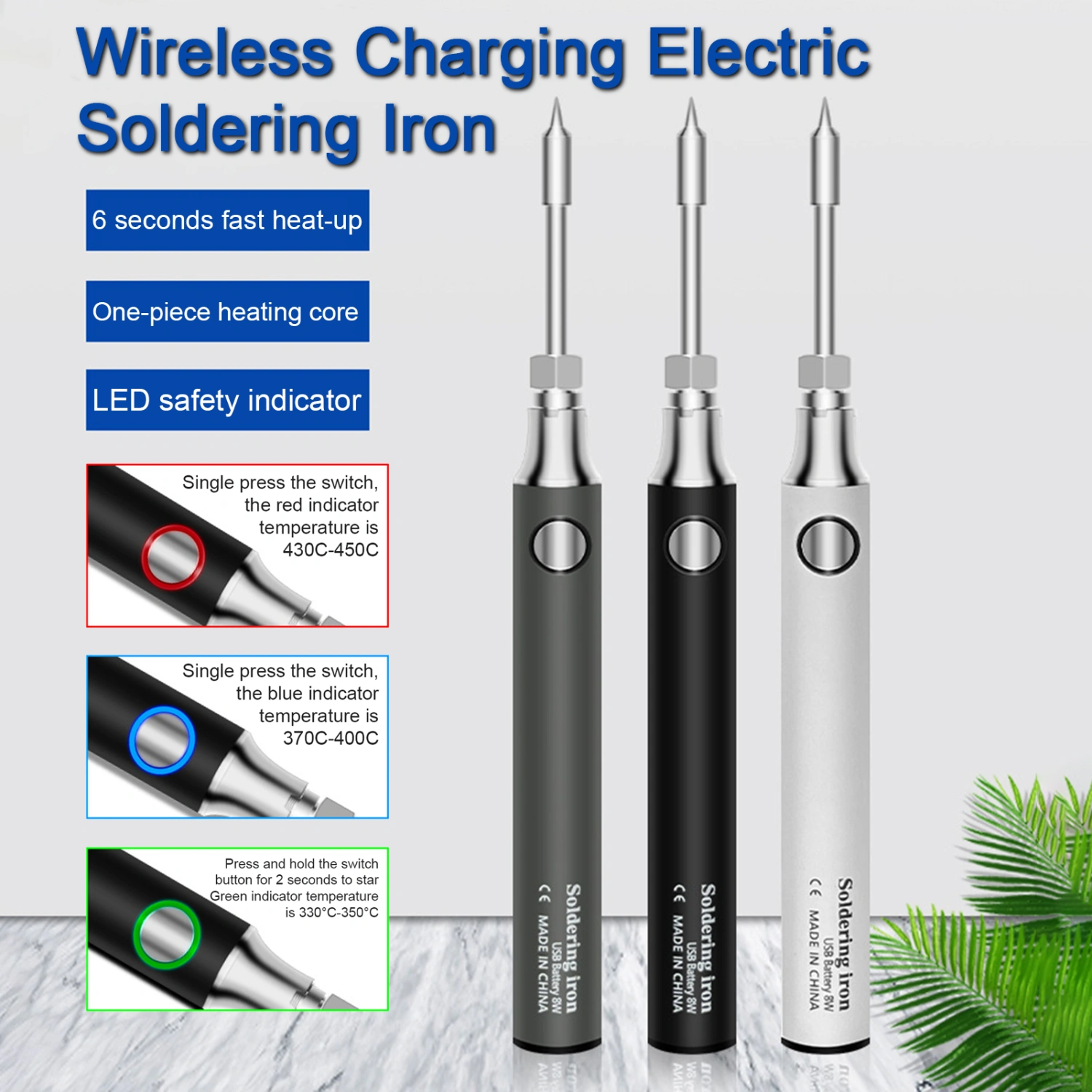 Soldering Iron Three Gear Adjustment Fast Heating High Temperature Resistant Portable Wireless Charging Welding Pen Workshop Supply
