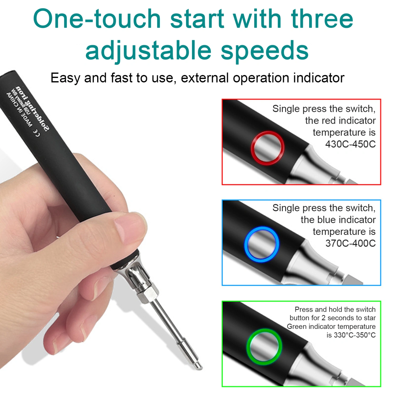 Soldering Iron Three Gear Adjustment Fast Heating High Temperature Resistant Portable Wireless Charging Welding Pen Workshop Supply