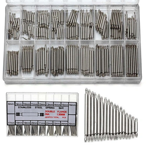 360Pcs 8mm - 25mm Stainless Steel Watch Band Strap Spring Bar Link Pins Tool