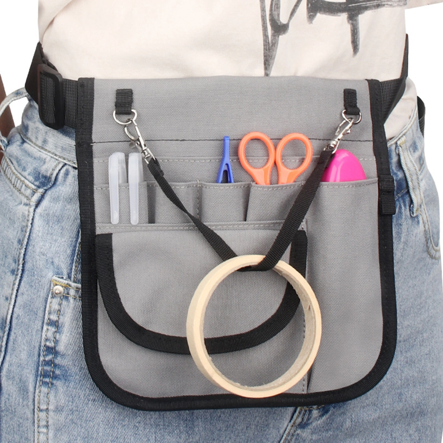 Nurse Fanny Pack Multiple Pockets Large Capacity Adjustable Belt Tool Storage Emergency Supplies Scissors Barber Tool Waist Bag Nurse Stuff