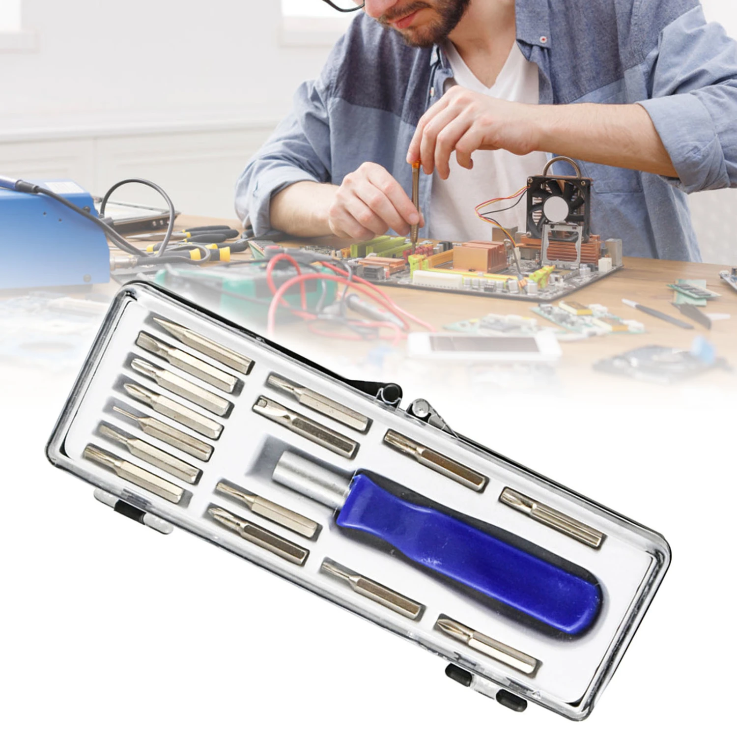 16Pcs Screwdriver Set High Hardness Anti-corrosion Repairing 16 in 1 Bit Set Portable Screwdriver Kit for House Decoration
