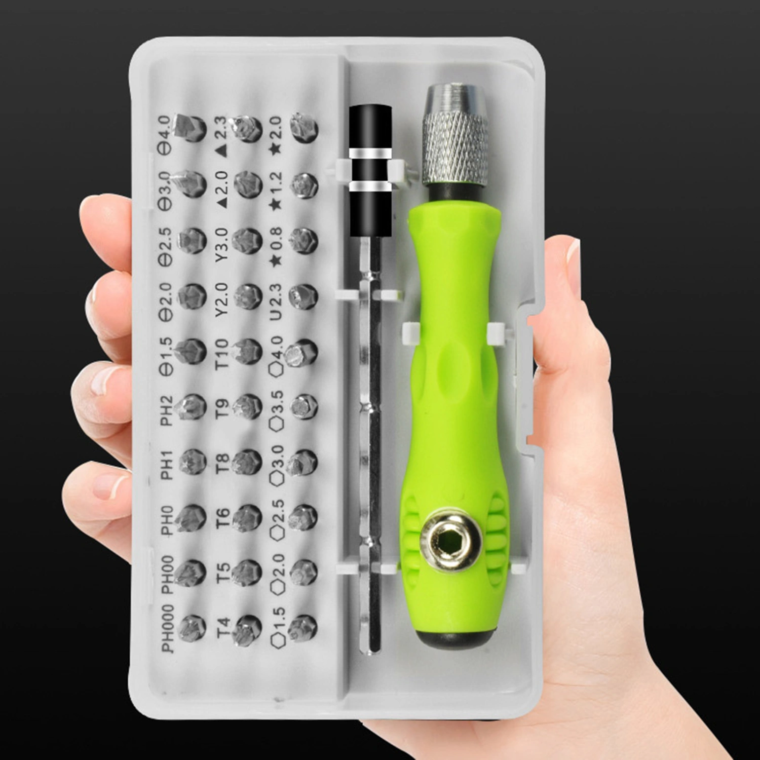 32Pcs/Set Screwdriver Kit Cushion-grip Handle Strong Chrome-Vanadium Steel Good Torque Y-shape Screwdriver Kit for Auto Maintenance