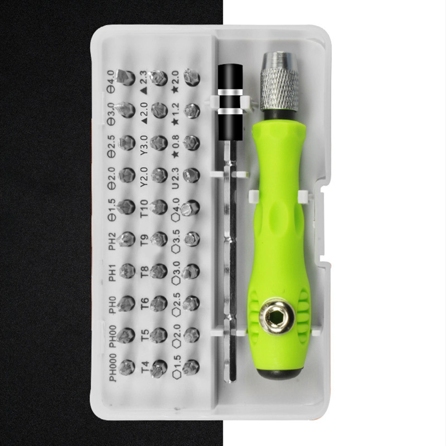 32Pcs/Set Screwdriver Kit Cushion-grip Handle Strong Chrome-Vanadium Steel Good Torque Y-shape Screwdriver Kit for Auto Maintenance