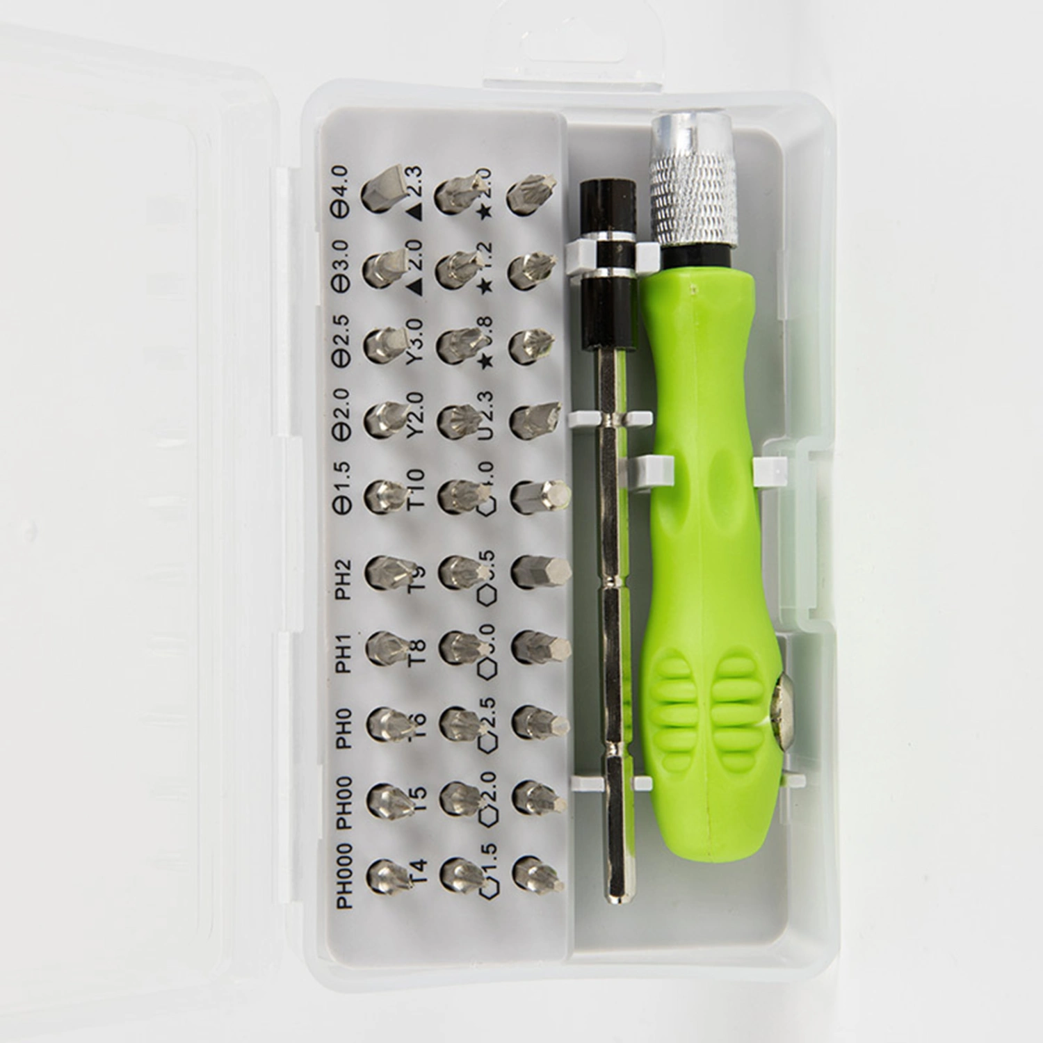 32Pcs/Set Screwdriver Kit Cushion-grip Handle Strong Chrome-Vanadium Steel Good Torque Y-shape Screwdriver Kit for Auto Maintenance