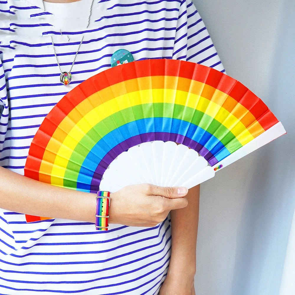 Folding Fan Six Colors Rainbow Month LGBT Pride Festival