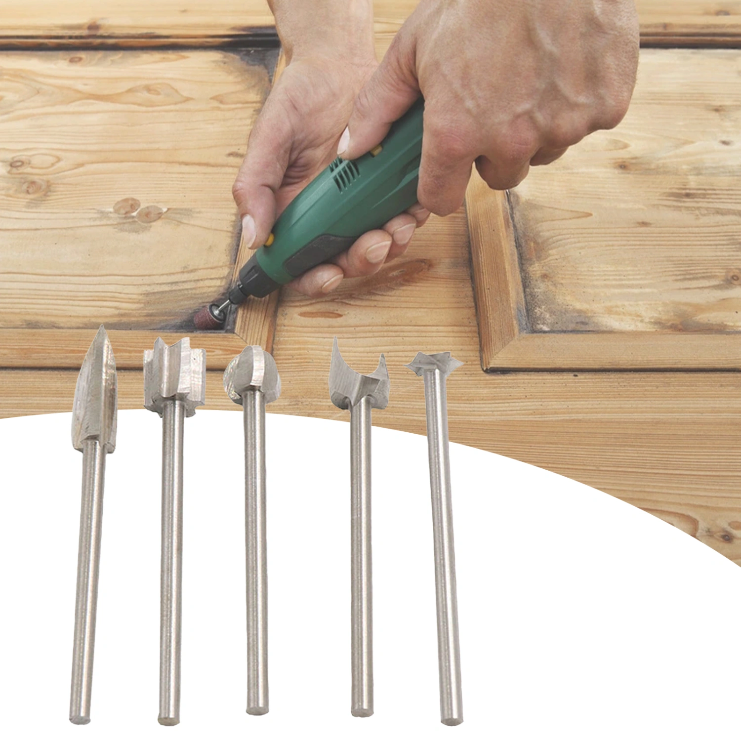 5Pcs/Set Wood Carving Cutter 3/4/5mm Easy to Install Hand Tools Wood Carving Engraving Drill Bit Set for Woodwork