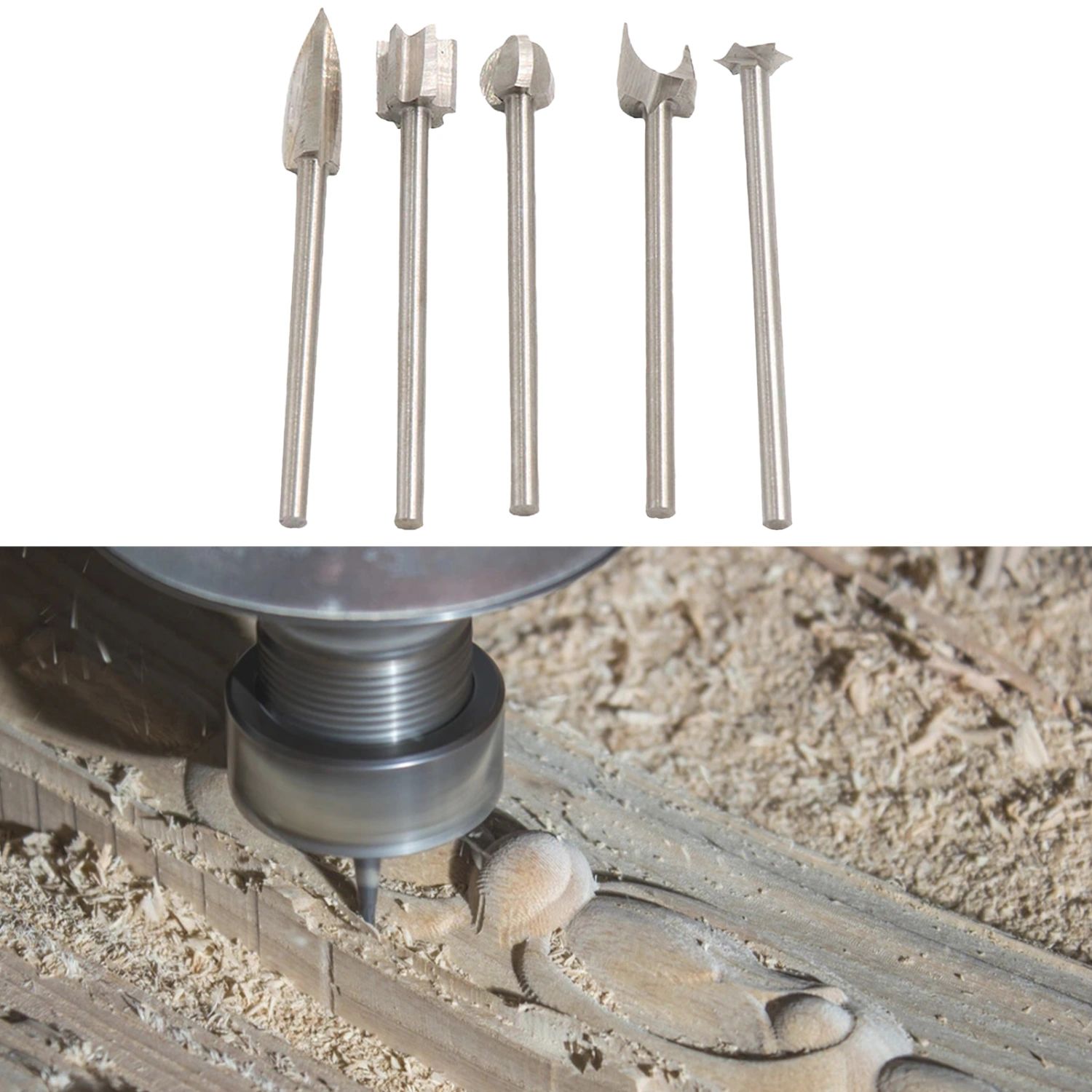 5Pcs/Set Wood Carving Cutter 3/4/5mm Easy to Install Hand Tools Wood Carving Engraving Drill Bit Set for Woodwork