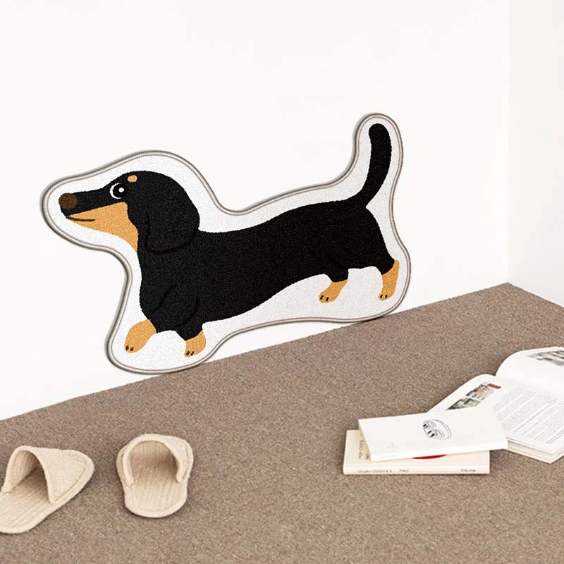 Cute Sausage Dog Bathroom Non-slip Plush Cartoon Foot Mat