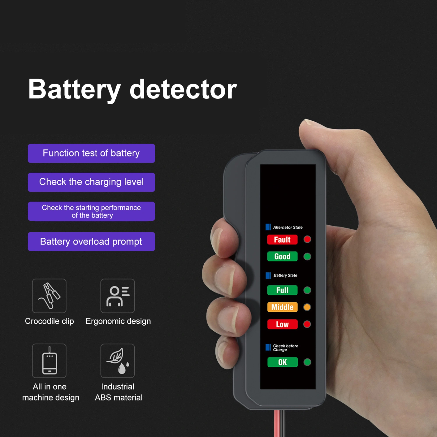 12V LCD Display Car Battery Digital Tester Detection Device Automobile Accessory