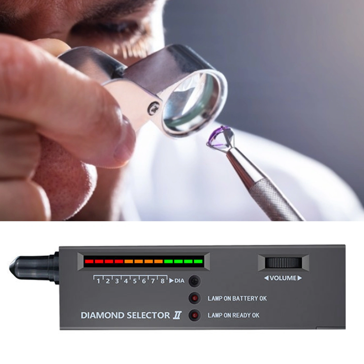 Diamond Tester Pen Portable High Accuracy Probe 3-color Indicator Diamond Selector for Jewelry