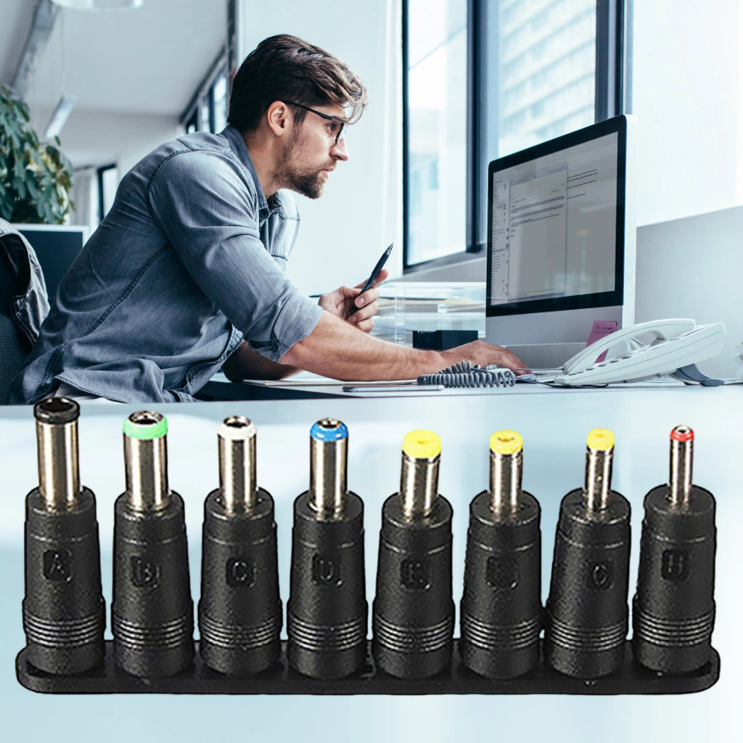 1 Set Charger Adapter Tip Anti Corrosion 8 in 1 Universal Anti Rust Power Adapter Connector for ACER/for ASUS/for HP Laptop Notebook