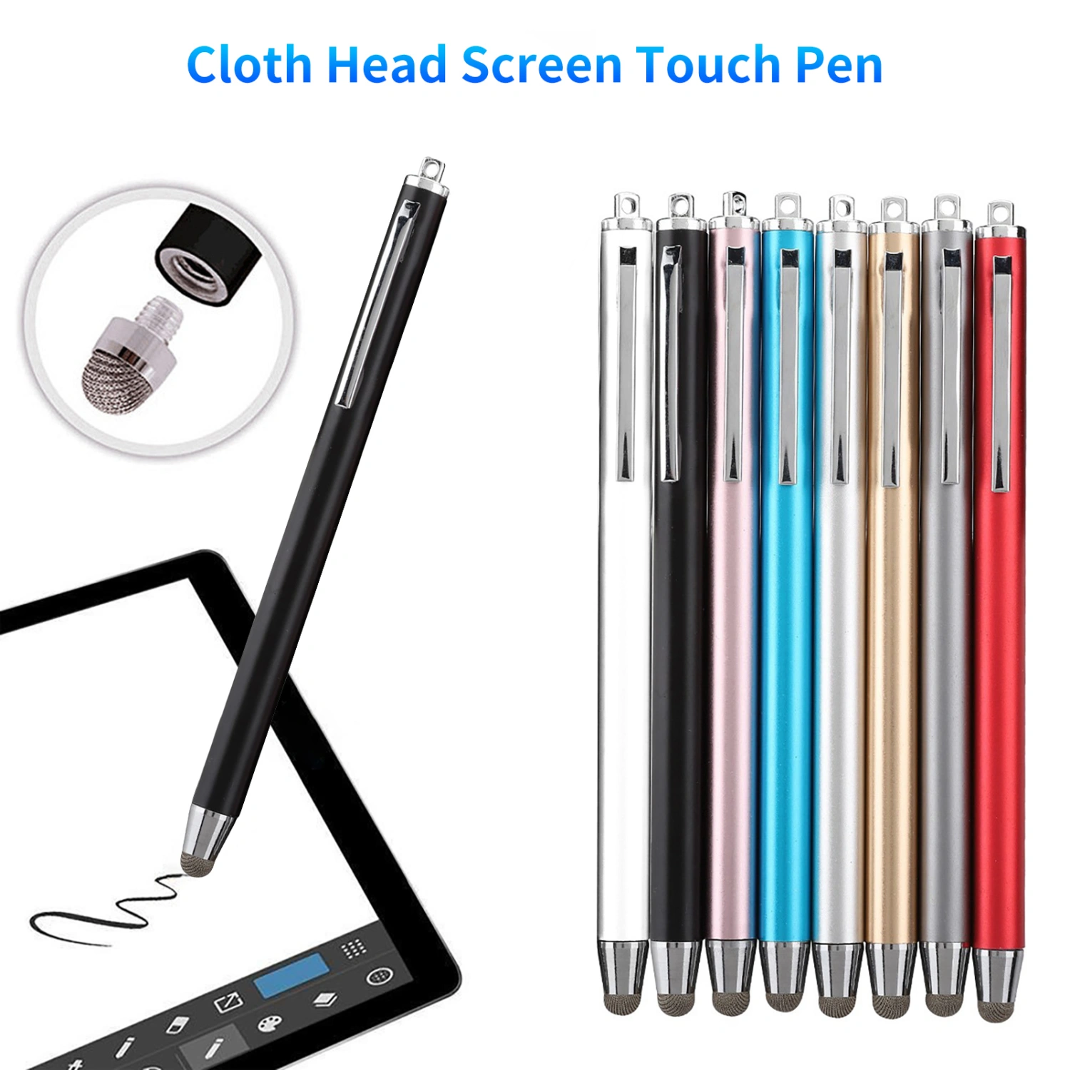 Stylus Pen Universal Smooth Writing Portable Conductive Cloth Head Screen Touch Pen for Tablet