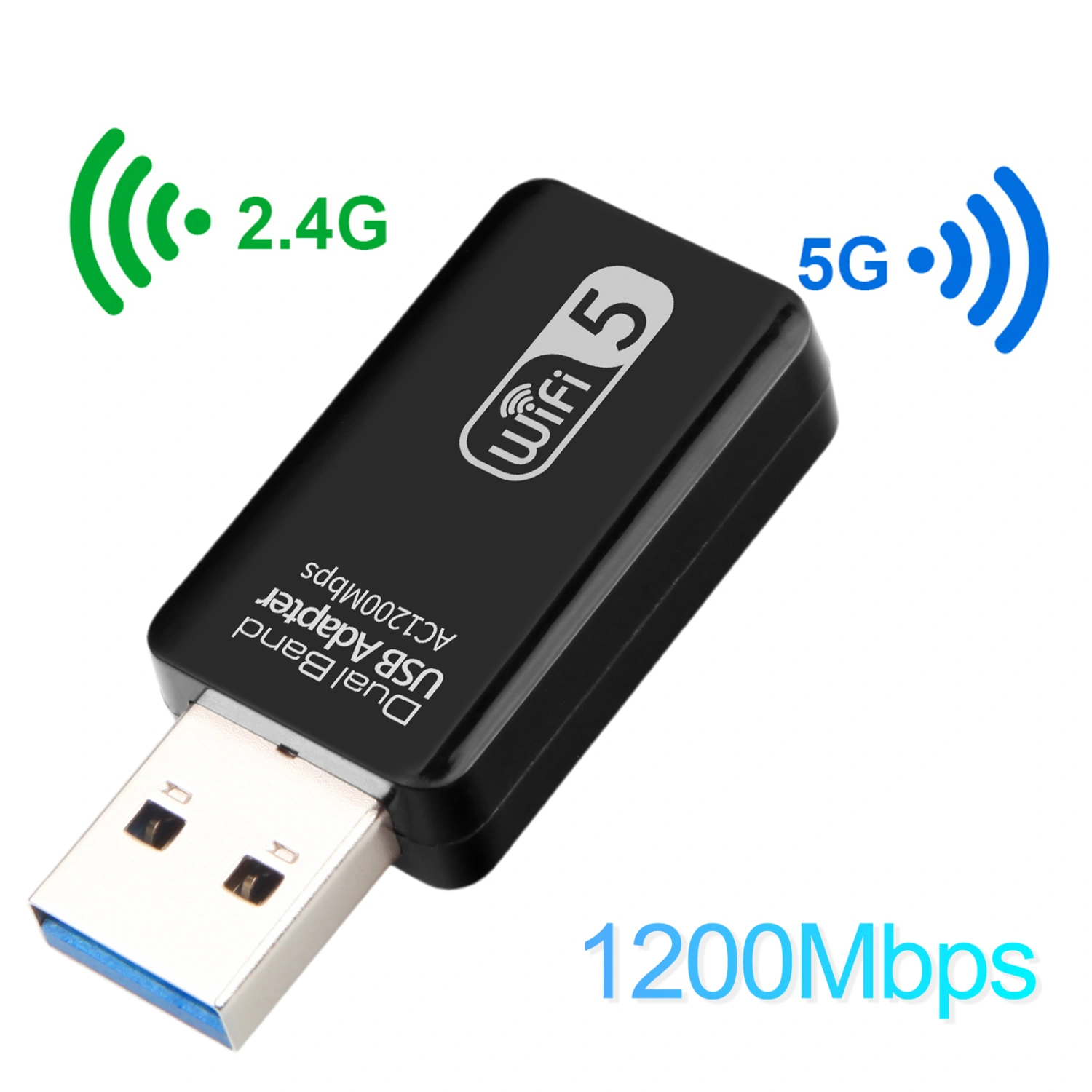 WiFi Adapter 1200Mbps Wide Coverage Dual Band USB3.0 2.4/5.8GHz PC Laptop Wireless Network Card for Windows XP/Vista 7/8/8.1/10 for Linux for Mac OS