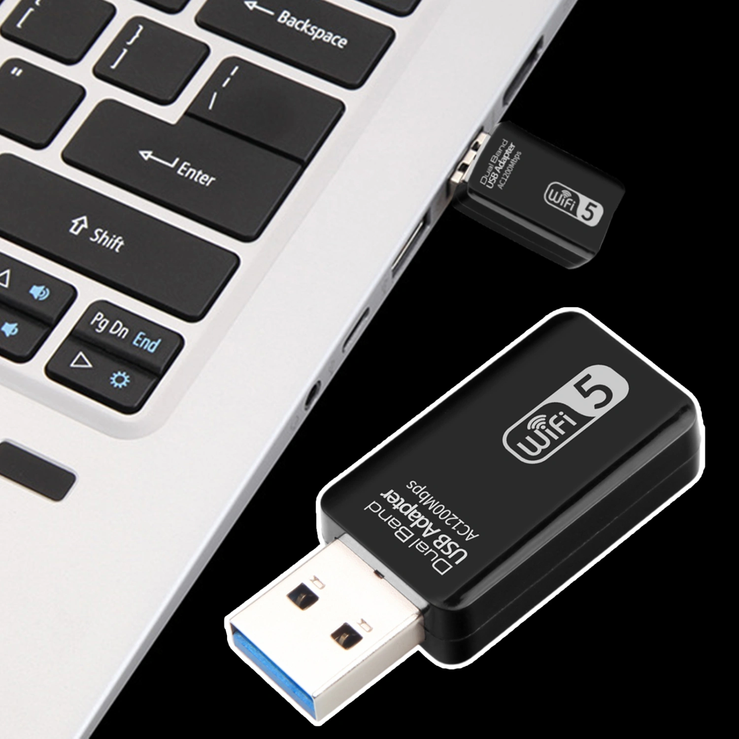 WiFi Adapter 1200Mbps Wide Coverage Dual Band USB3.0 2.4/5.8GHz PC Laptop Wireless Network Card for Windows XP/Vista 7/8/8.1/10 for Linux for Mac OS