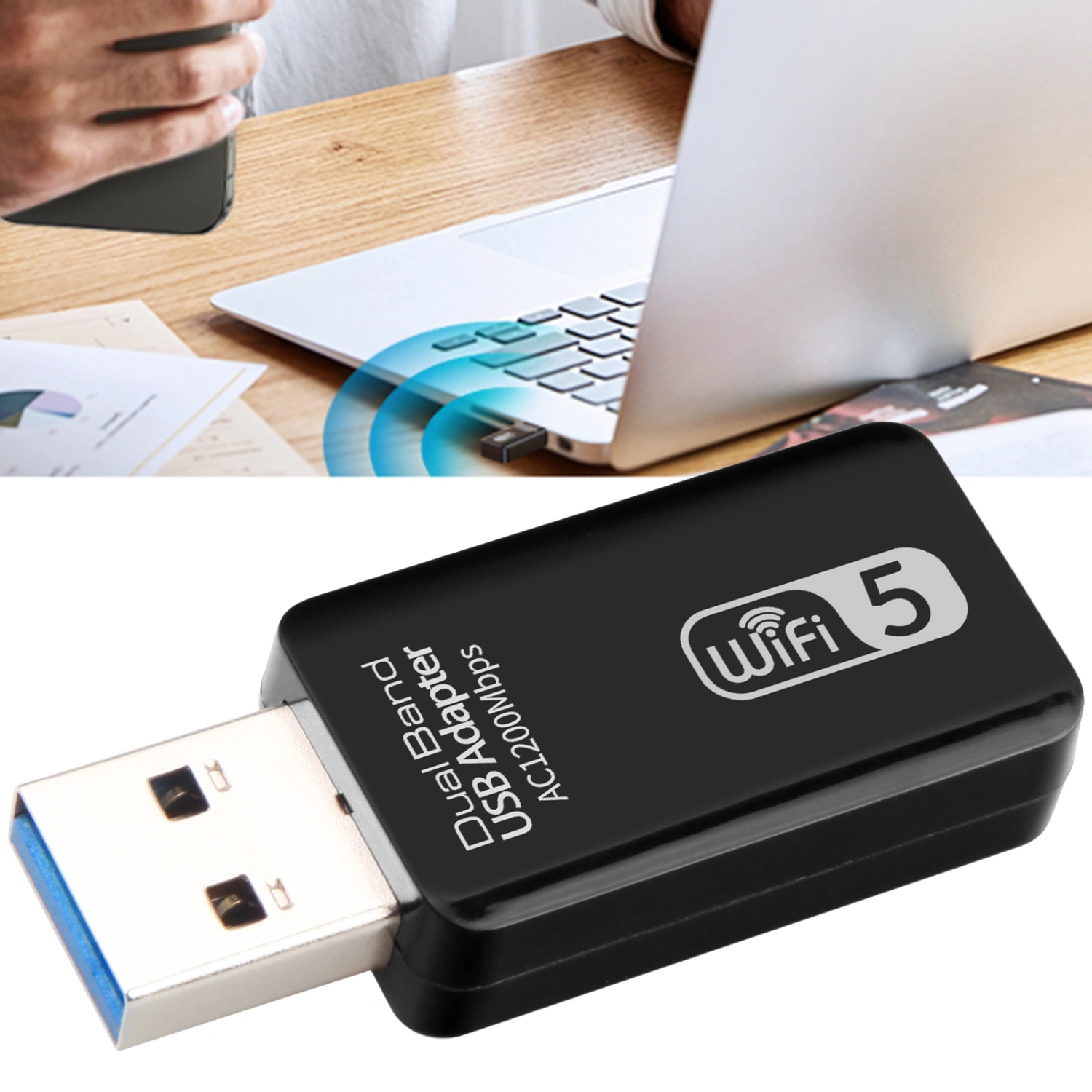 WiFi Adapter 1200Mbps Wide Coverage Dual Band USB3.0 2.4/5.8GHz PC Laptop Wireless Network Card for Windows XP/Vista 7/8/8.1/10 for Linux for Mac OS