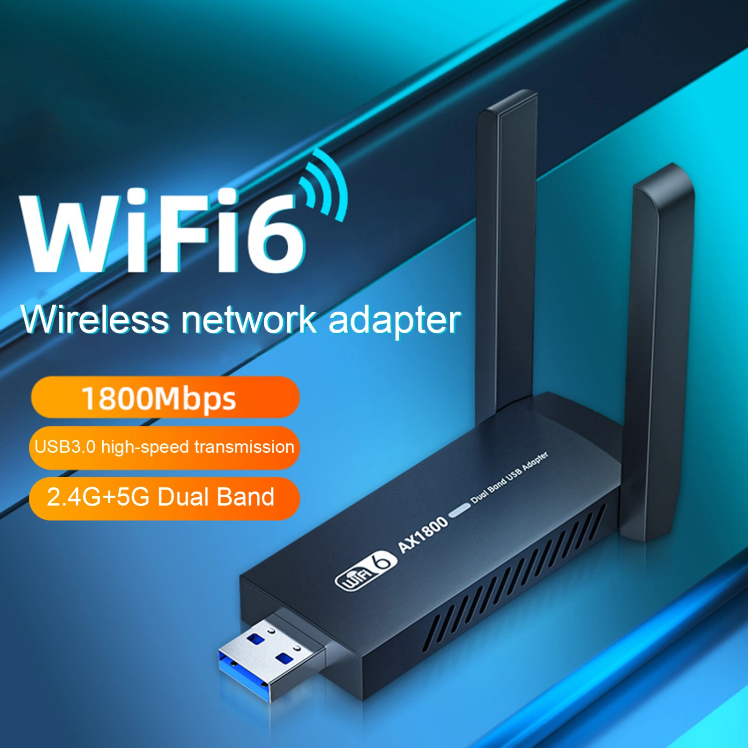 WiFi Adapter Plug Play High Speed Dual Band 2.4G/5G USB3.0 Interface Fast Connection 1800Mbps Wireless USB WiFi Adapter Computer Accessory
