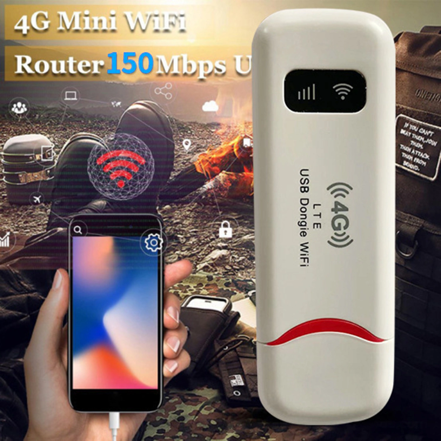 Portable WiFi Router 4G LTE Mobile Hotspot Wide-coverage 150Mbps High Speed Wireless USB Network Modem Dongle Computer Accessories