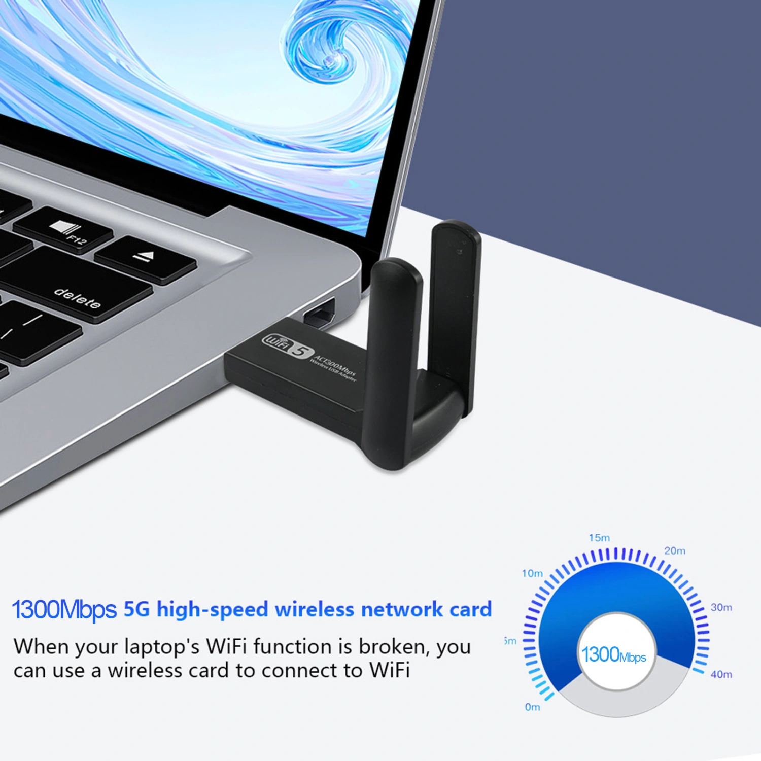Network Card Mini Soft AP Launcher Function Realtek8812 Chip Plug And Play No Heating Transfer Faster ABS 1300M 5G USB 3.0 WiFi Network Card Home Supply
