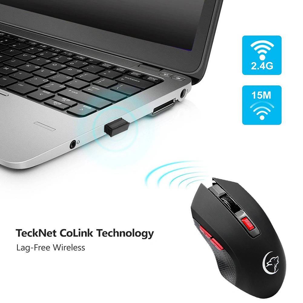 G817 Universal Adjustable 2400DPI PC Battery Powered 2.4G Wireless Gaming Mouse