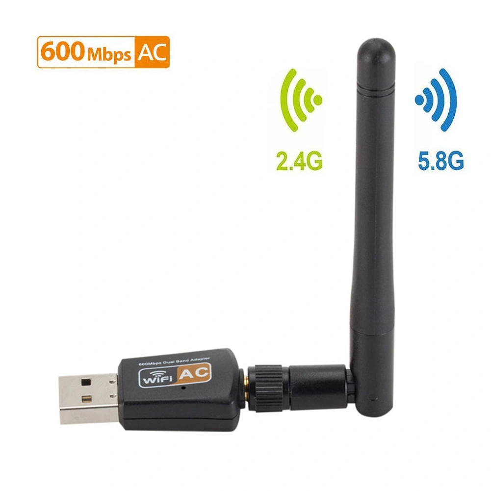 Dual Band 600M 2.4/5.8GHz WiFi Receiver USB Network Card Adapter with Antenna