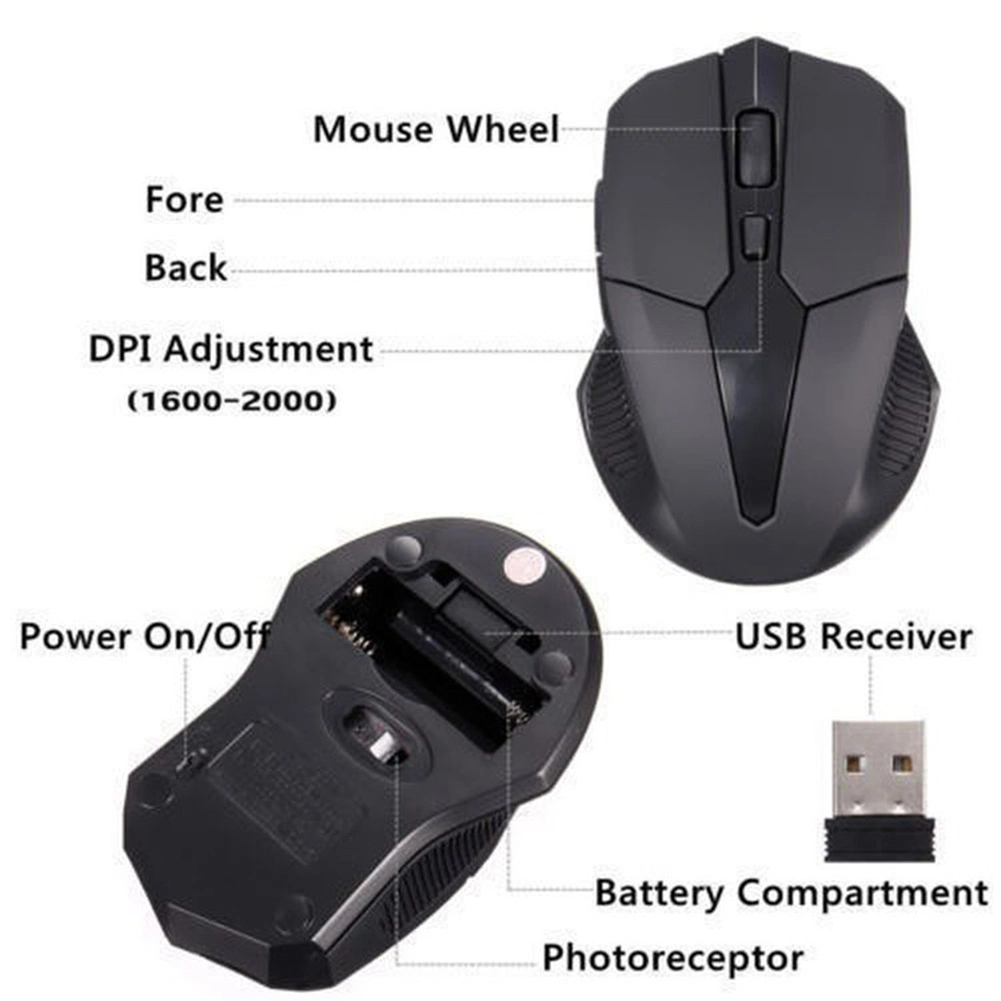 Portable 2.4GHz Wireless USB Receiver Optical Gaming Mouse Mice for PC Laptop