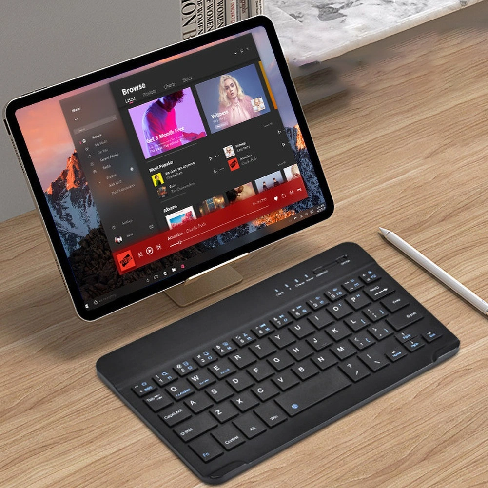 Portable Ultra-thin Wireless Bluetooth-compatible Keyboard Keypad for iPad Phone Tablet