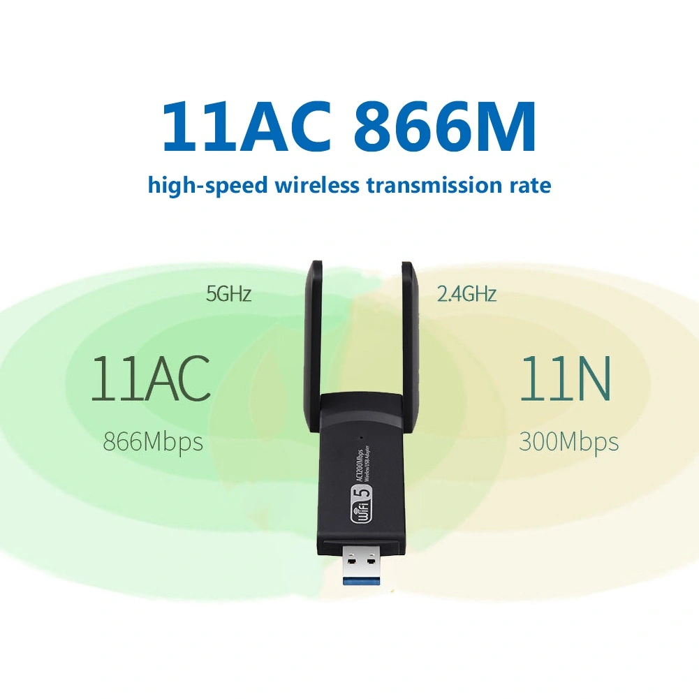 1200Mbps 2.4/5G Dual Band USB 3.0 Wireless WiFi Receiver Dongle Antenna Adapter