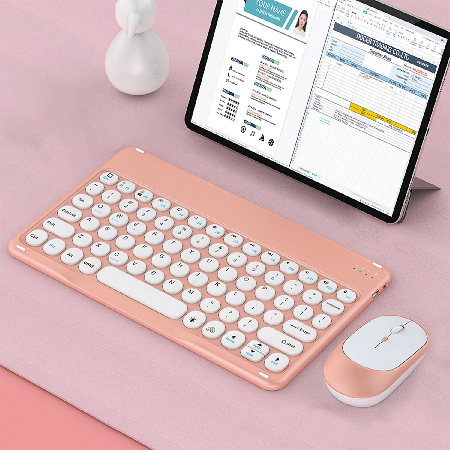 1 Set Wireless Keyboard Quick Response Long Standby Time Slim Tablet Noiseless BT Mini Mouse for Notebook