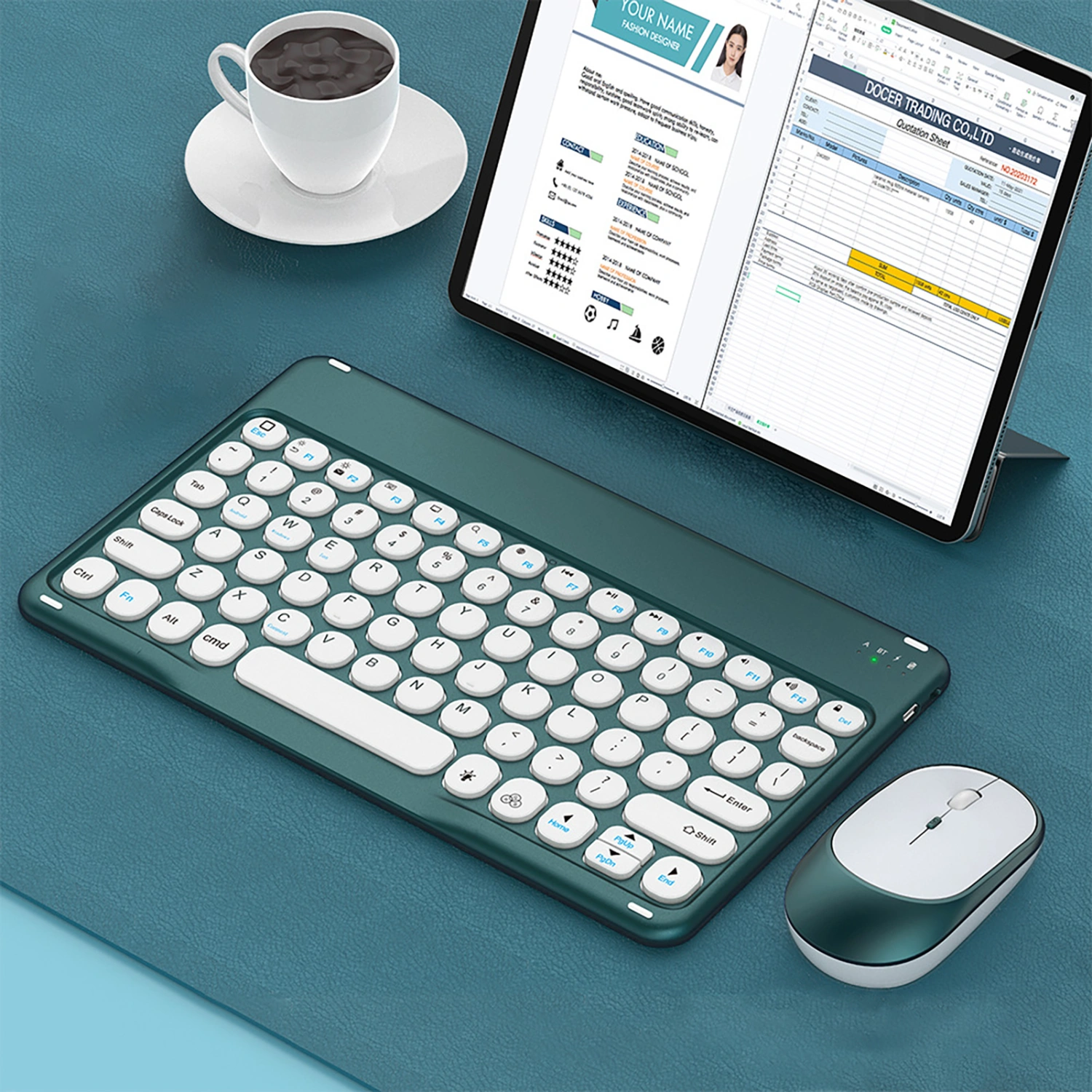 1 Set Wireless Keyboard Quick Response Long Standby Time Slim Tablet Noiseless BT Mini Mouse for Notebook