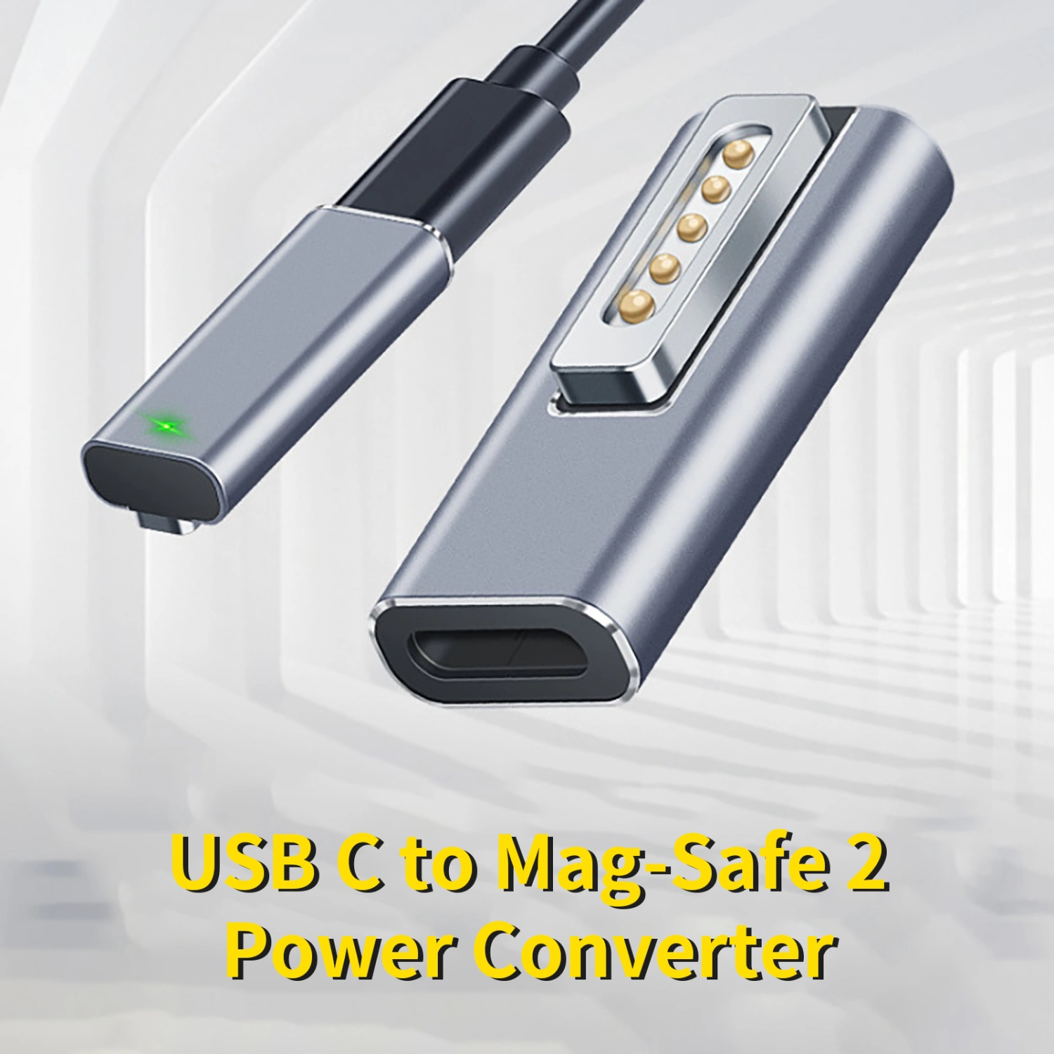 Adapter Charger Quick Charge Magnetic Aluminum Alloy PD USB C to Mag-Safe 2 Power Converter for MacBook Air/Pro