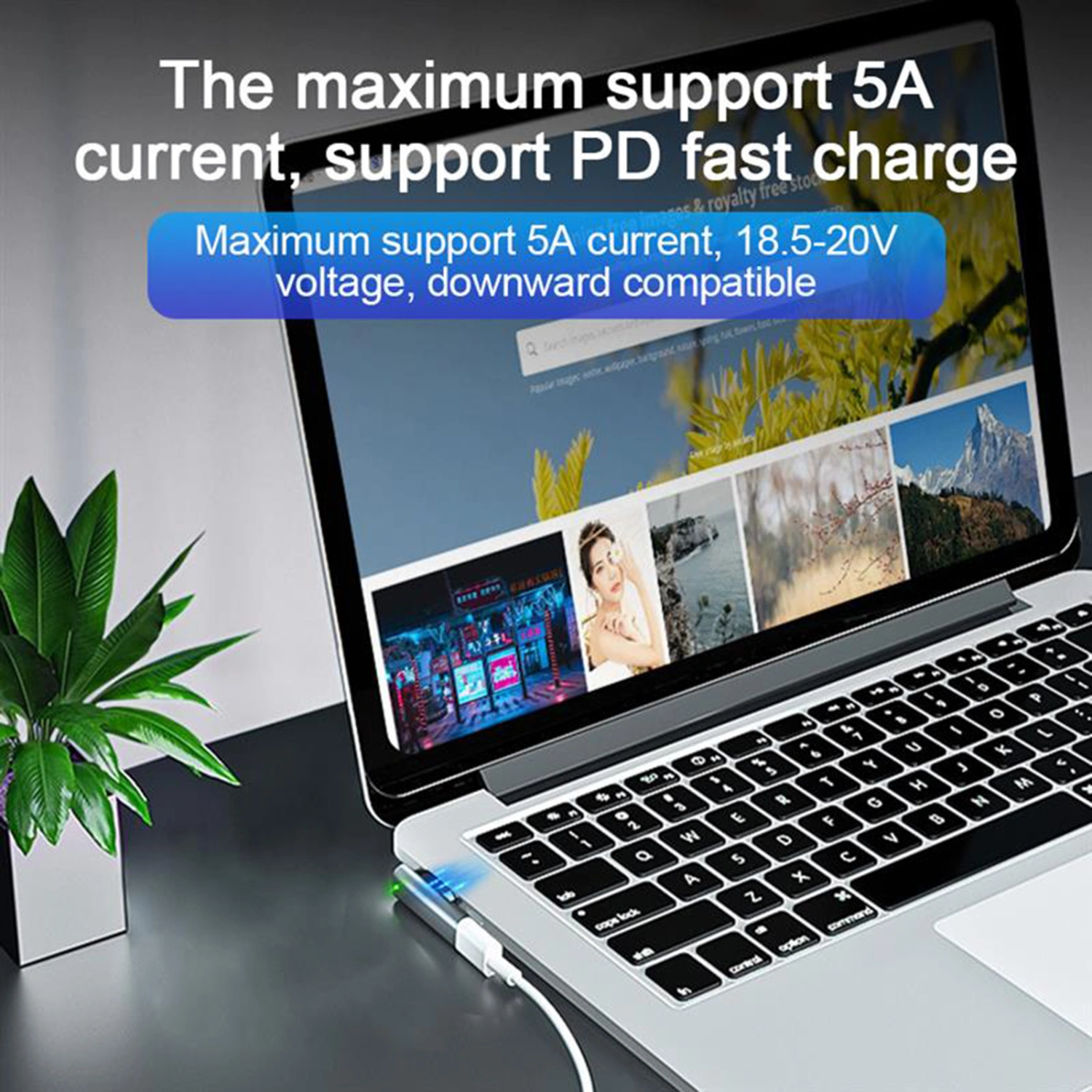 Adapter Converter PD Quick Charge Aluminum Alloy Type-C to Mag-safe 1/2 Magnetic Charging Connector for MacBook Air/Pro
