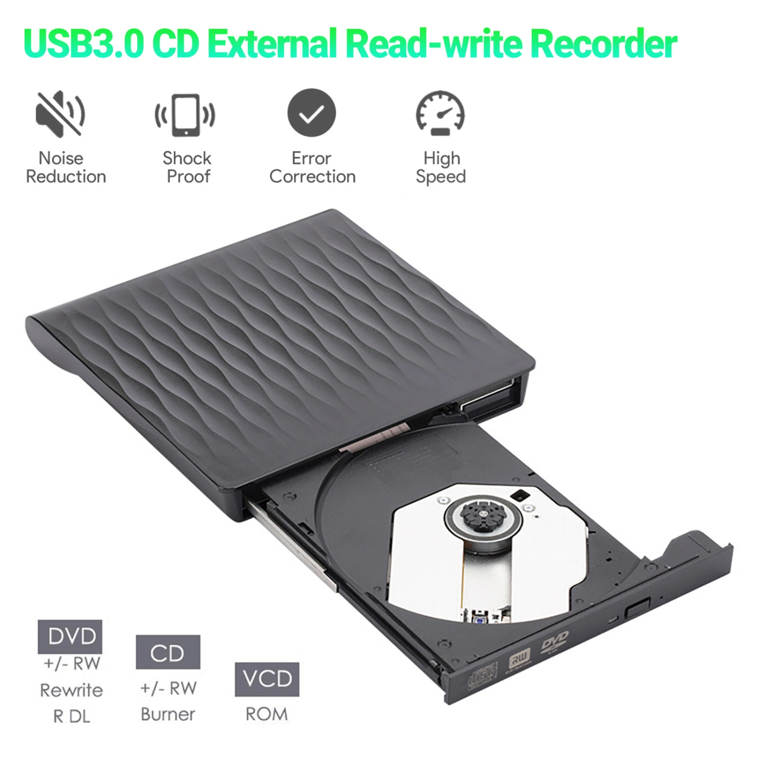   DVD Burner Driver Universal Error Correction Ultra-thin USB3.0 CD External Read-write Recorder for Laptop   