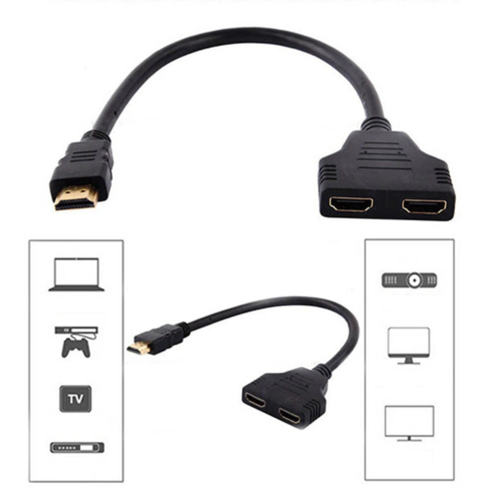 2 Ports HDMI-compatible 1080P Male to 2 Female 1 in 2 out Splitter Cable Adapter Converter
