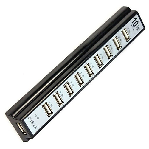 10 Port Hi-Speed USB 2.0 Hub Splitter + US Power Adapter for PC Laptop Computer