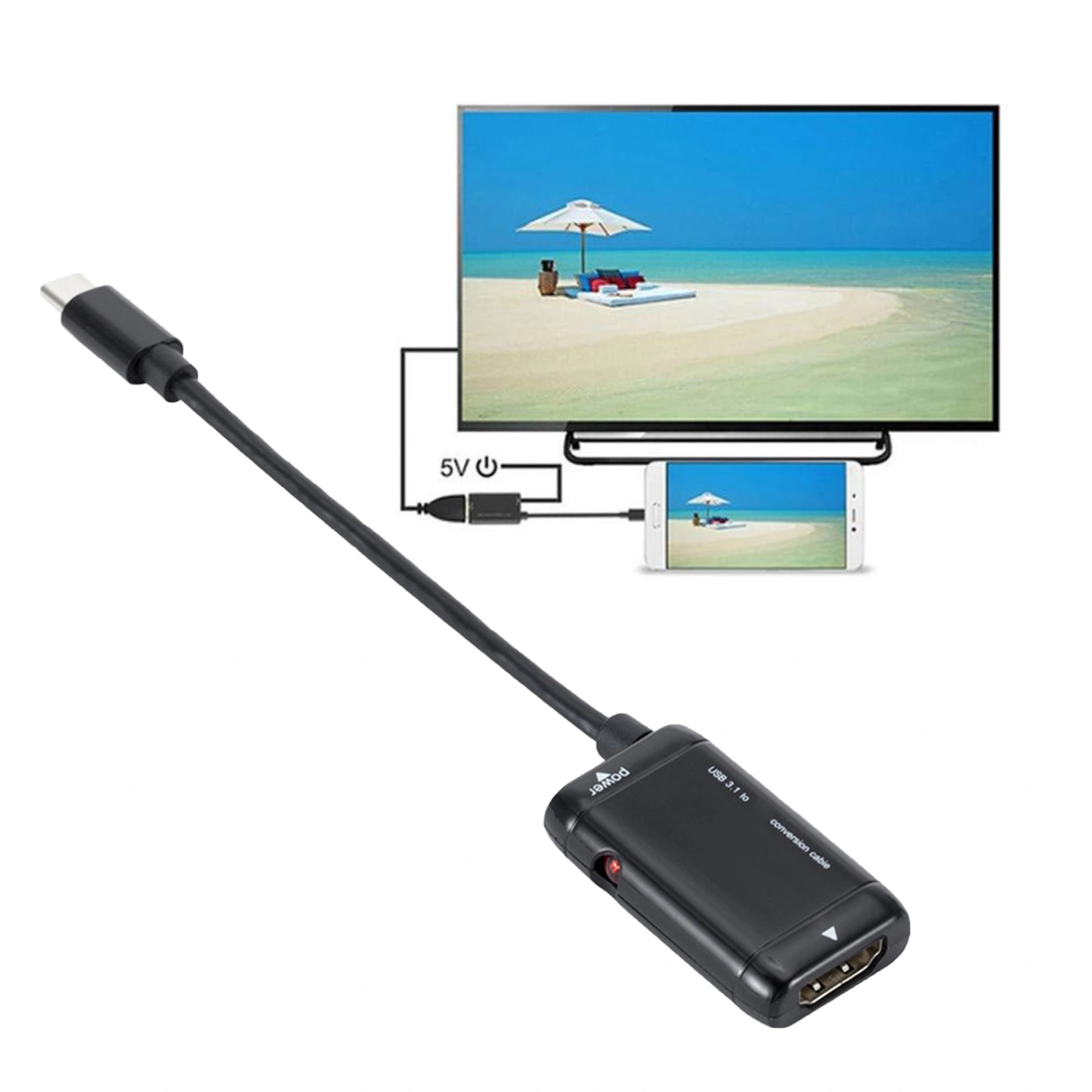 Converter Compact Stable Signal ABS Type-C to HDMI-compatible Cable High-definition Converter for Cellphone