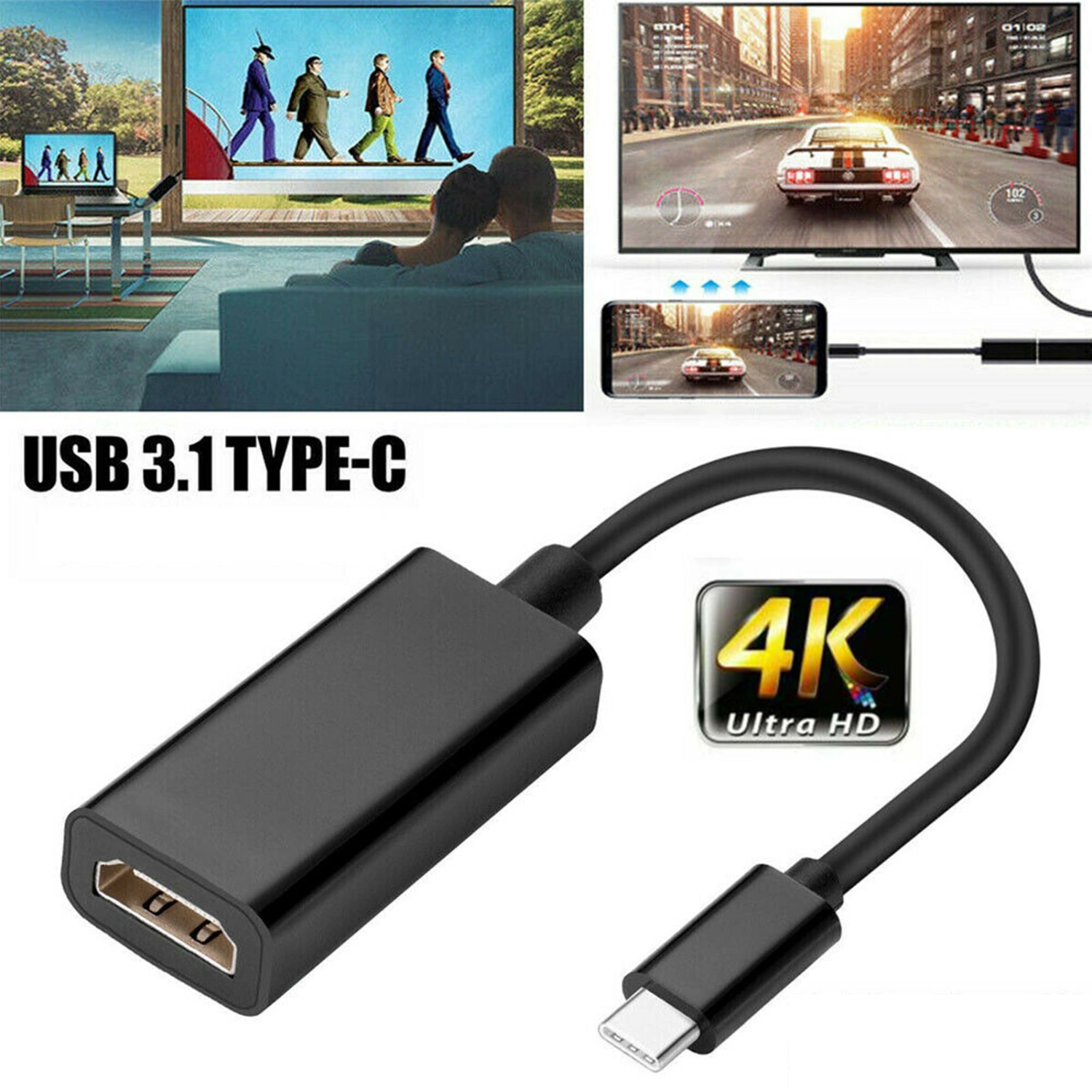 USB 3.1 High-performance ABS Type C to HDMI-compatible Adapter for Laptops