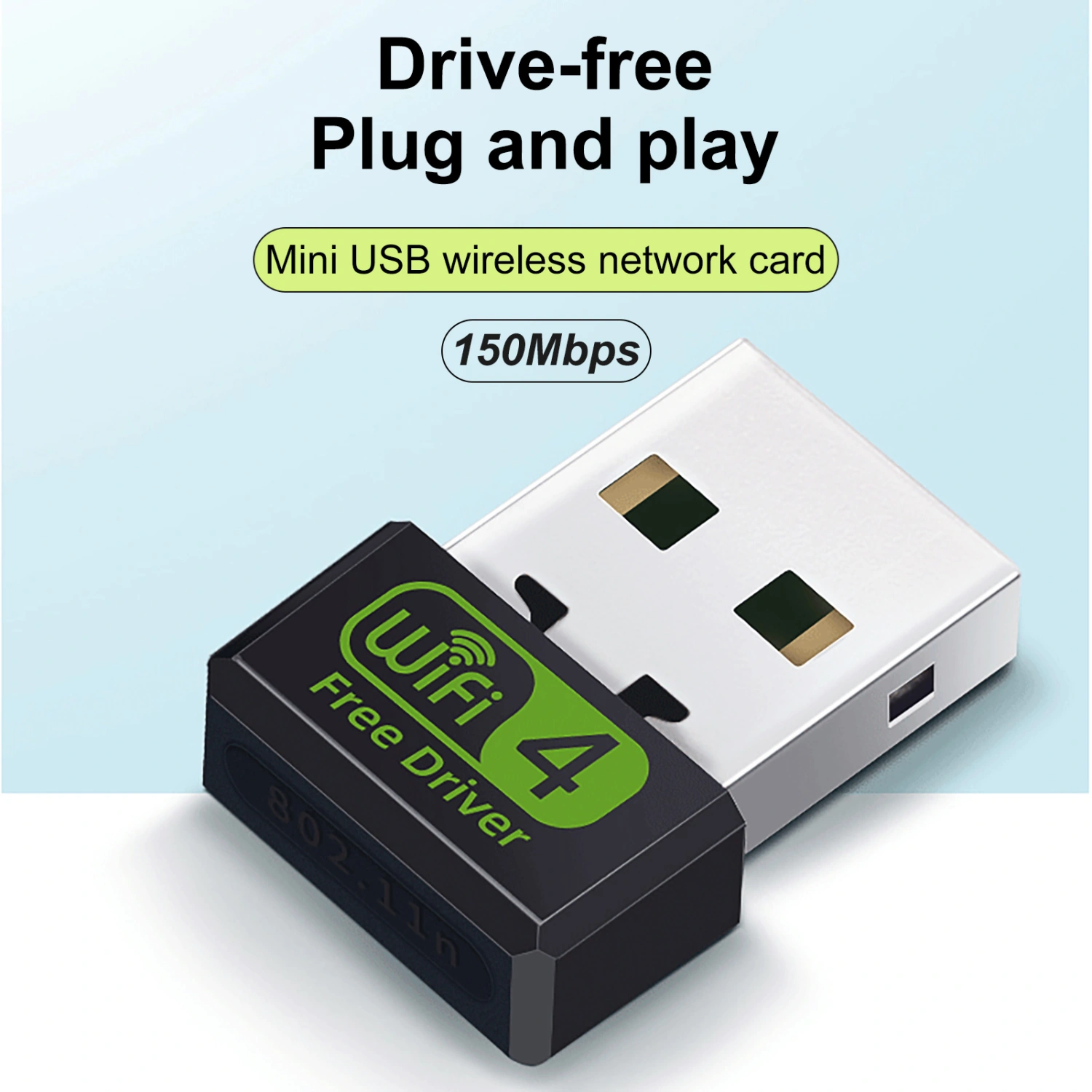 Wireless Network Card High-speed Anti-interference 150Mbps RTL8188 Driver-free USB WiFi Transceiver with Built-in Omnidirectional Antenna for Router