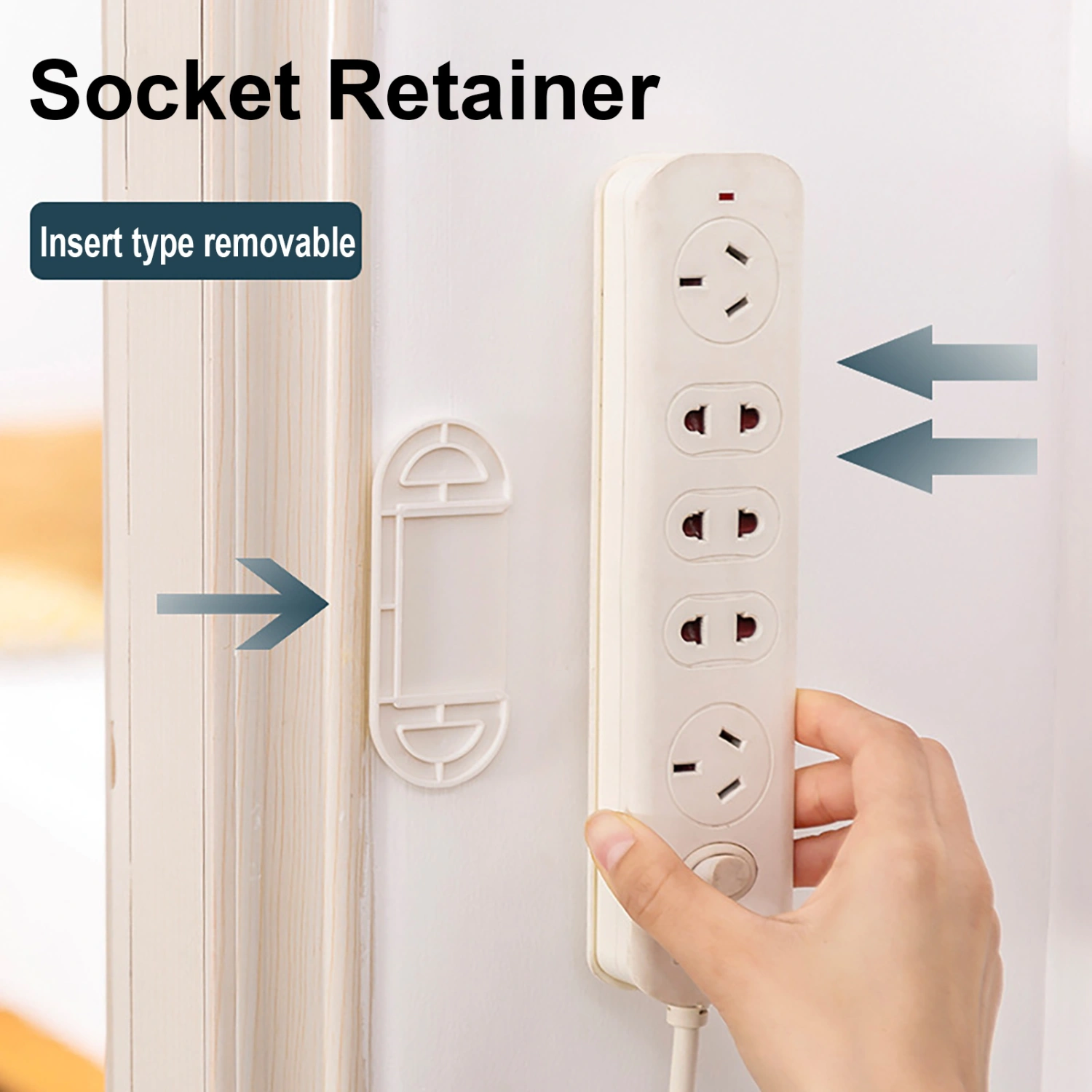 Power Strip Holder Strong Adhesiveness Easy Installation Universal Wall-mounted Household Plug Fixer for Office