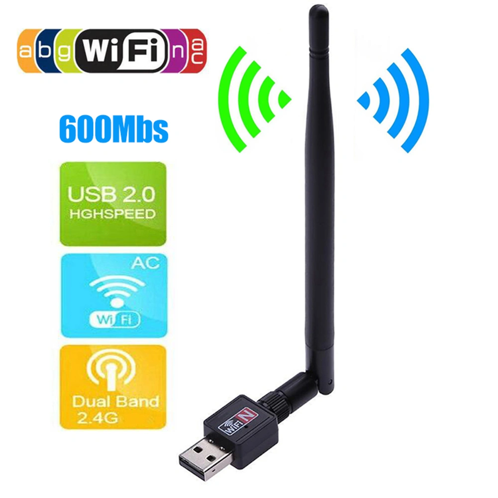 USB WiFi Adapter Portable Wide Compatiblity Plastic Network LAN Card Dongle with Antenna Daily Use
