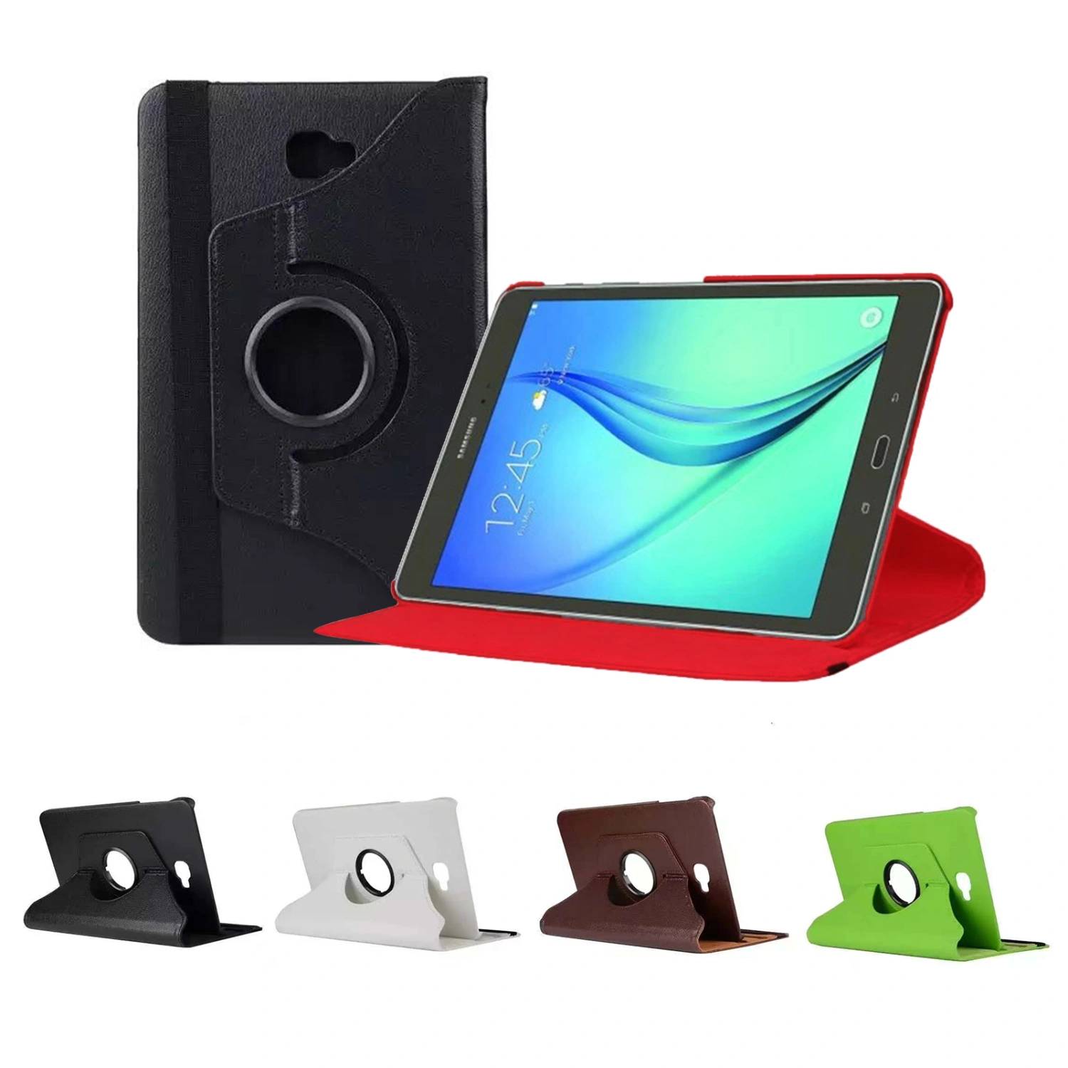 Tablet Protective Cover Anti-fall 360 Degree Rotating Solid Color Foldable Tablet Case for Samsung Galaxy T580/T585 S7 T870/S8 X706