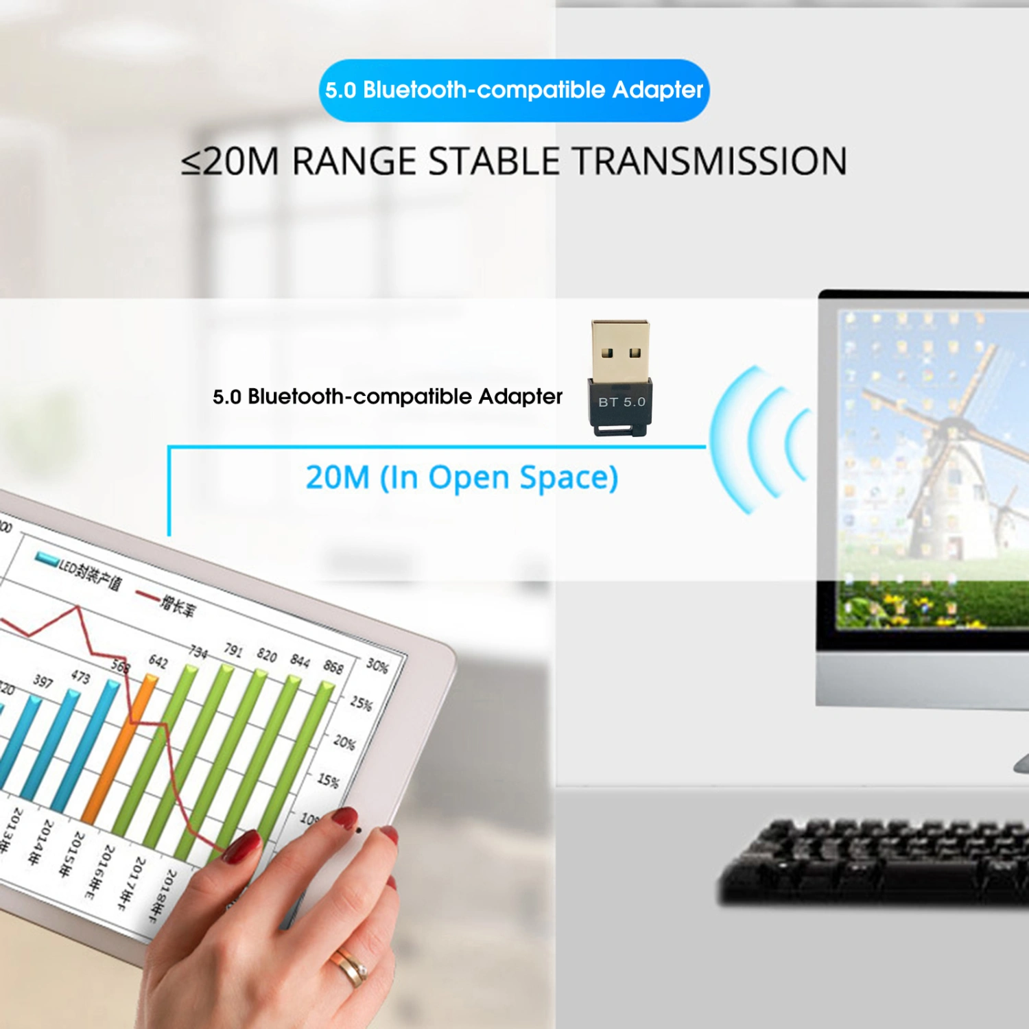 RTL8761 Wireless Adapter Mini High Speed Plug Play USB Bluetooth-compatible 5.0 Audio Dongle Transmitter Receiver for Computer