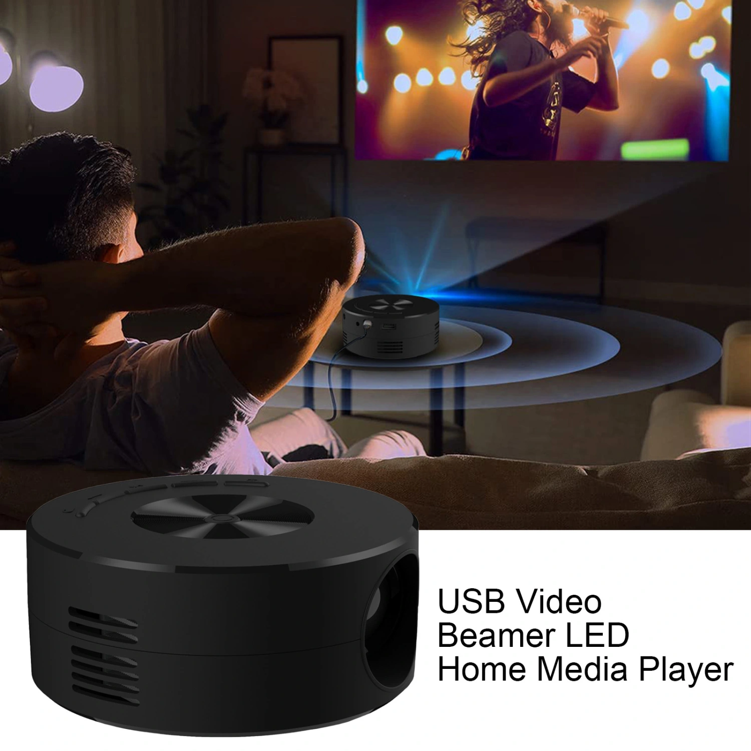 YT200 Mini Projector Multifunctional Infrared Remote Control High Resolution Clear Picture Eye Protection Sync Screen Built-in Speaker USB Video Beamer LED Home Media Player for Outdoor