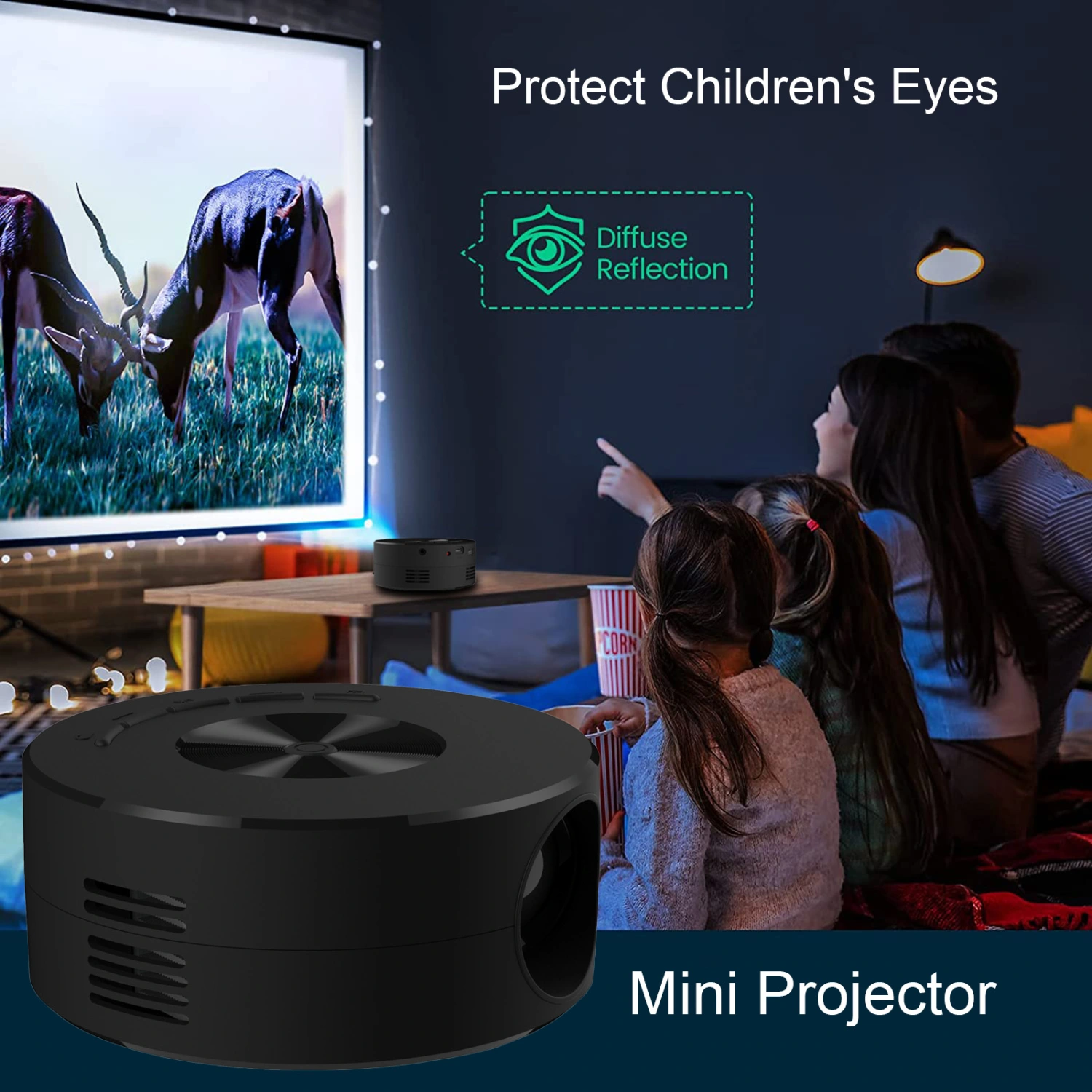 YT200 Mini Projector Multifunctional Infrared Remote Control High Resolution Clear Picture Eye Protection Sync Screen Built-in Speaker USB Video Beamer LED Home Media Player for Outdoor