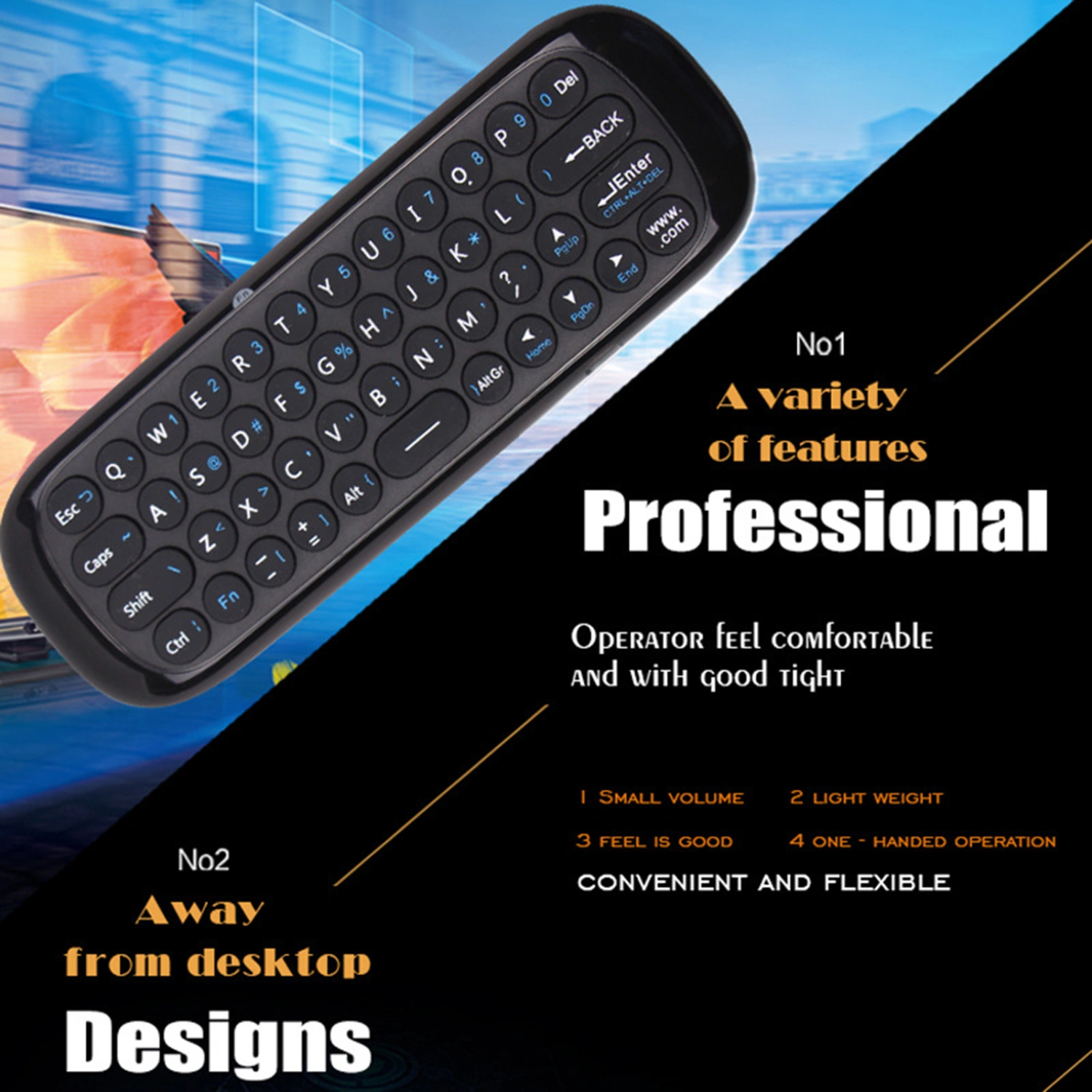 W1 Air Mouse IR Learning Motion Sensing Double-sided Wireless Keyboard Smart TV Remote for Projector