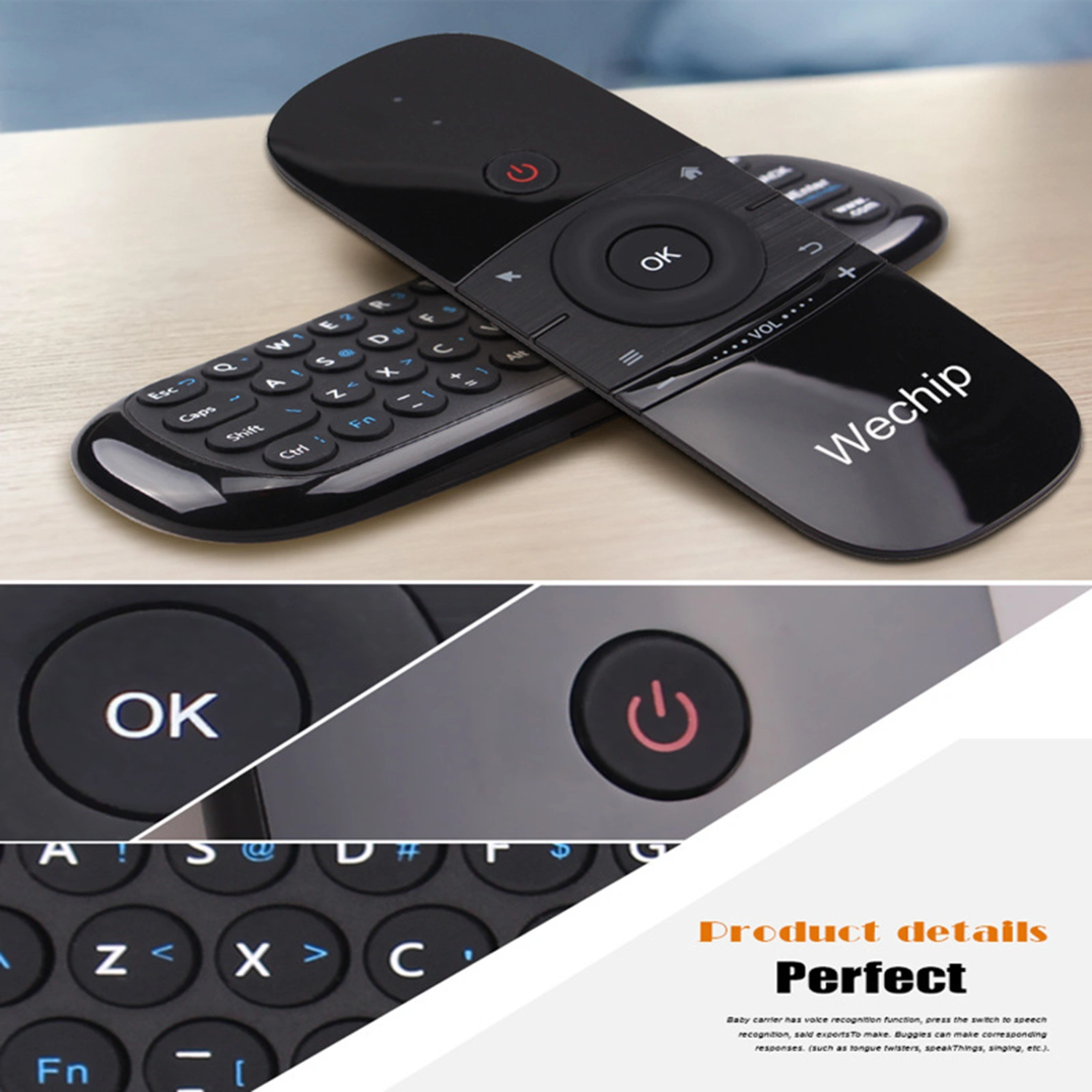 W1 Air Mouse IR Learning Motion Sensing Double-sided Wireless Keyboard Smart TV Remote for Projector