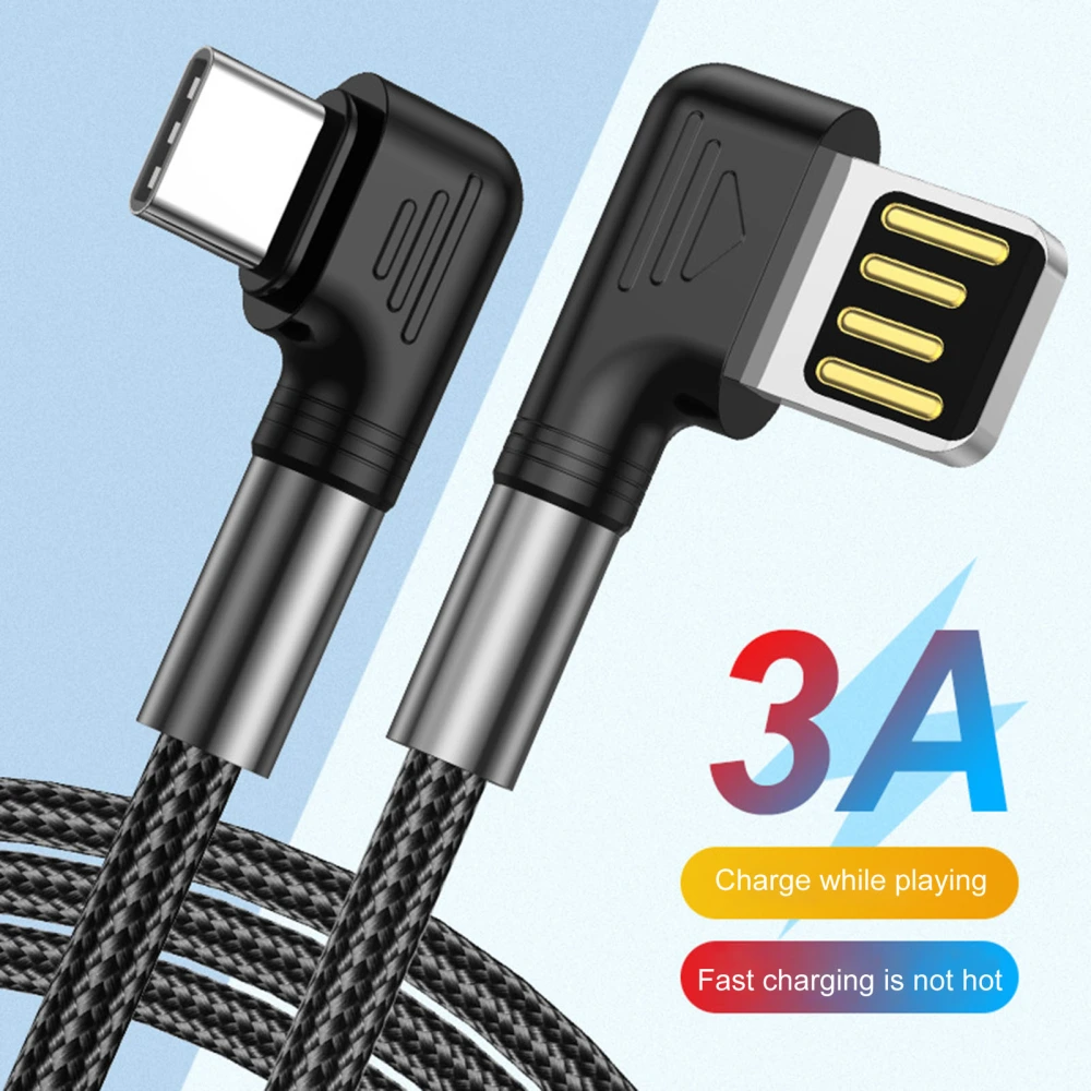 Data Cable Anti-interference Plug Play Stable Output Braided Multifunctional Fast Charging L-shaped Interface Double Elbow PD USB Cable Phone Accessories