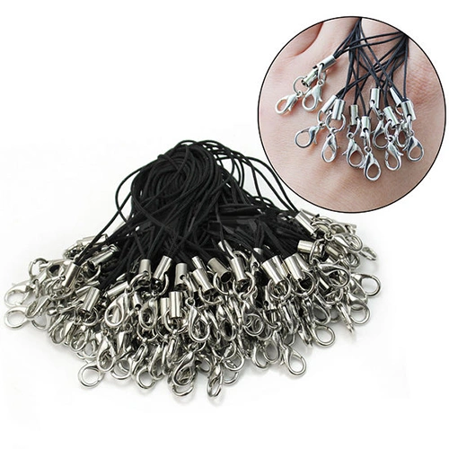 100 Pcs Black Mobile Cell Phone Lanyards Cords Straps Lariat with Lobster Clasps