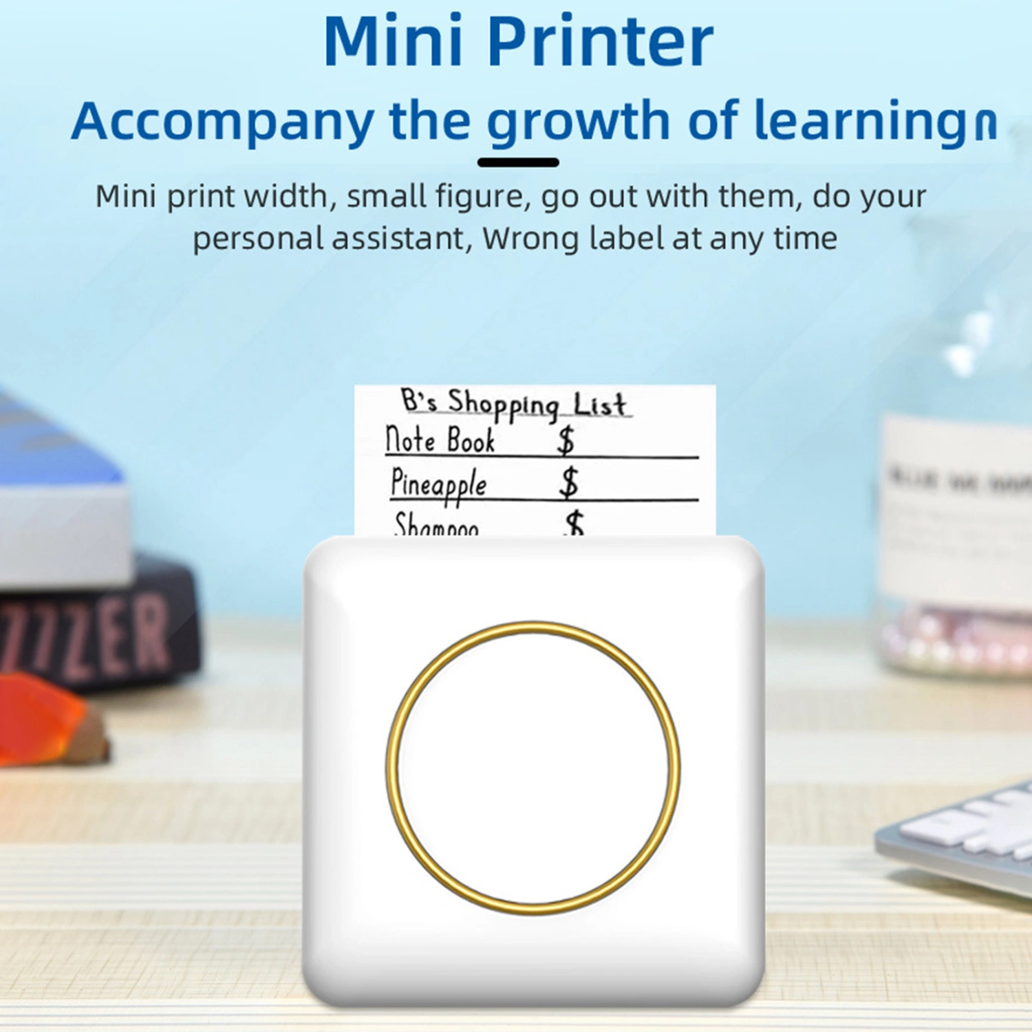C20 Pocket Printer Multifunctional High Resolution Bluetooth-compatible Connection Rechargeable Long Standby Time DIY Printing Portable 200DPI Mini Handheld Thermal Wireless Printer for Journaling