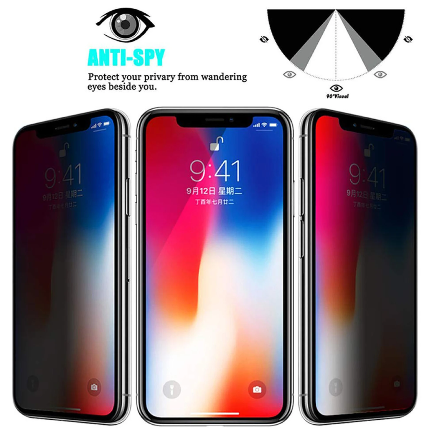 Privacy Anti Spy Tempered Glass Film Screen Protector for iPhone 12 mini Pro Max