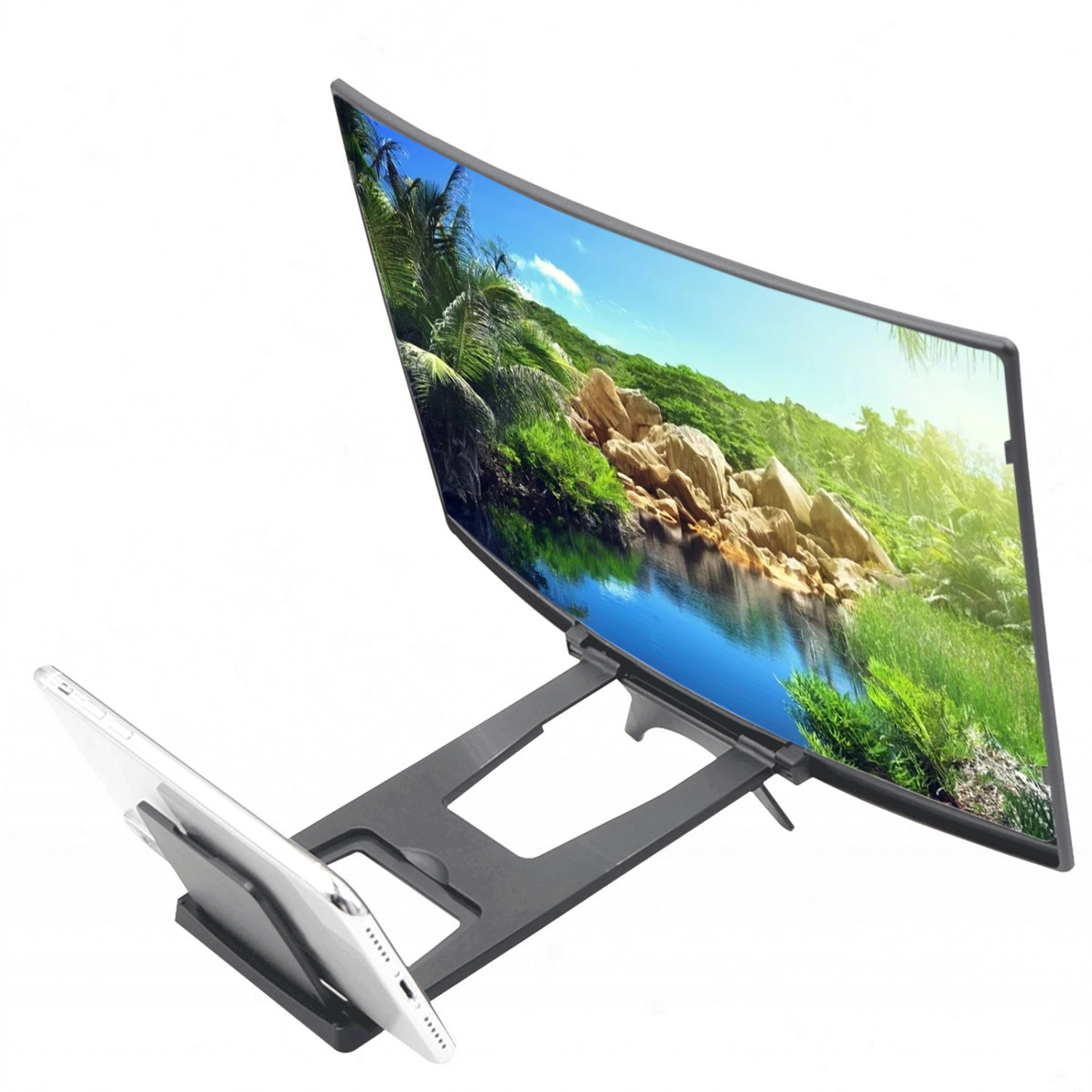 Amplifier 12 Inch Curved Screen High Clarity 3D Foldable Video Magnifier for Mobile Phone